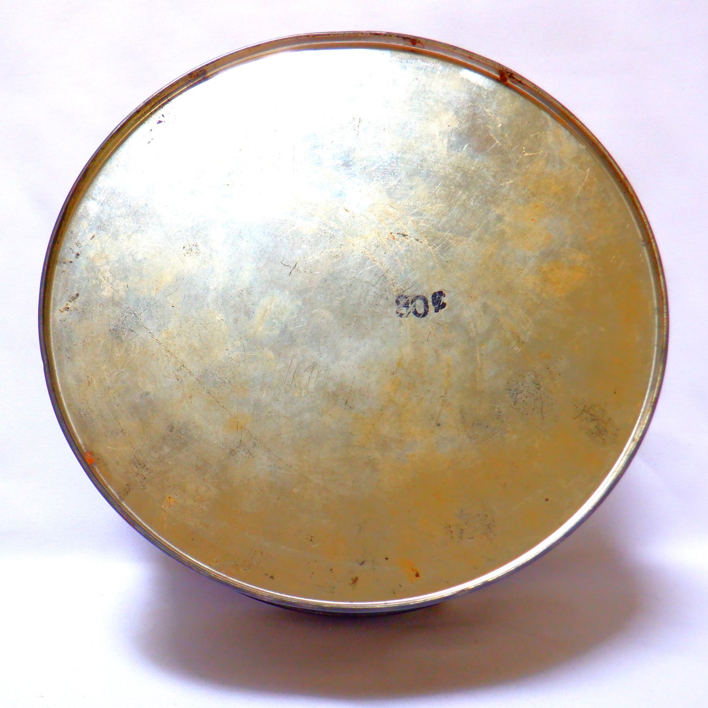 Round Vintage Rum Fruit Cake Tin: 'YE OLDE CARRIAGE RIDE'