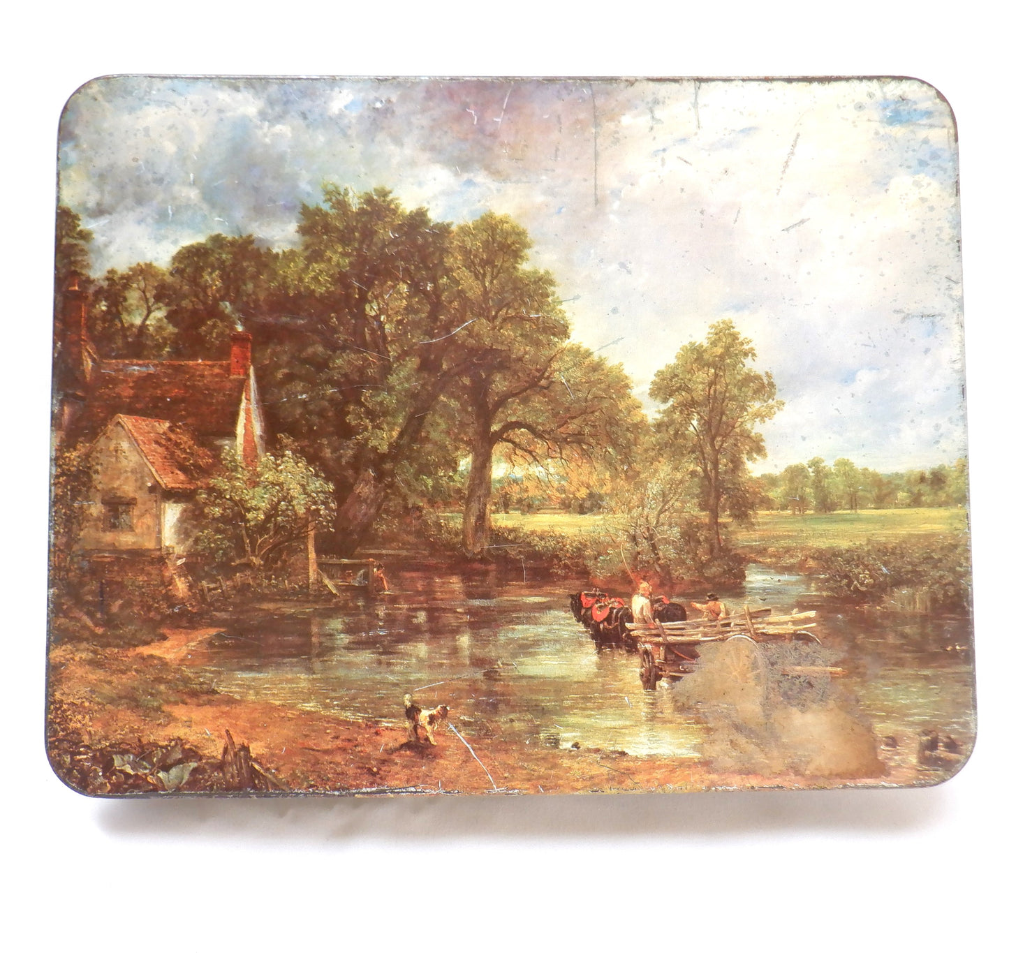 National Gallery of London Vintage Removable-Lid Tin Container Featuring JOHN CONSTABLE - THE HAYWAIN