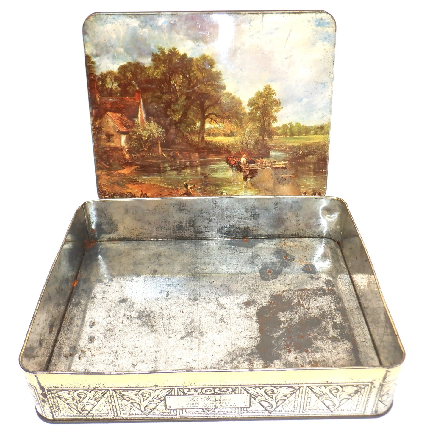 National Gallery of London Vintage Removable-Lid Tin Container Featuring JOHN CONSTABLE - THE HAYWAIN