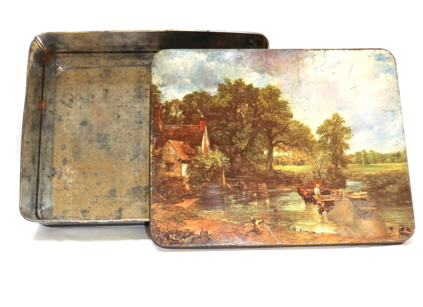 National Gallery of London Vintage Removable-Lid Tin Container Featuring JOHN CONSTABLE - THE HAYWAIN
