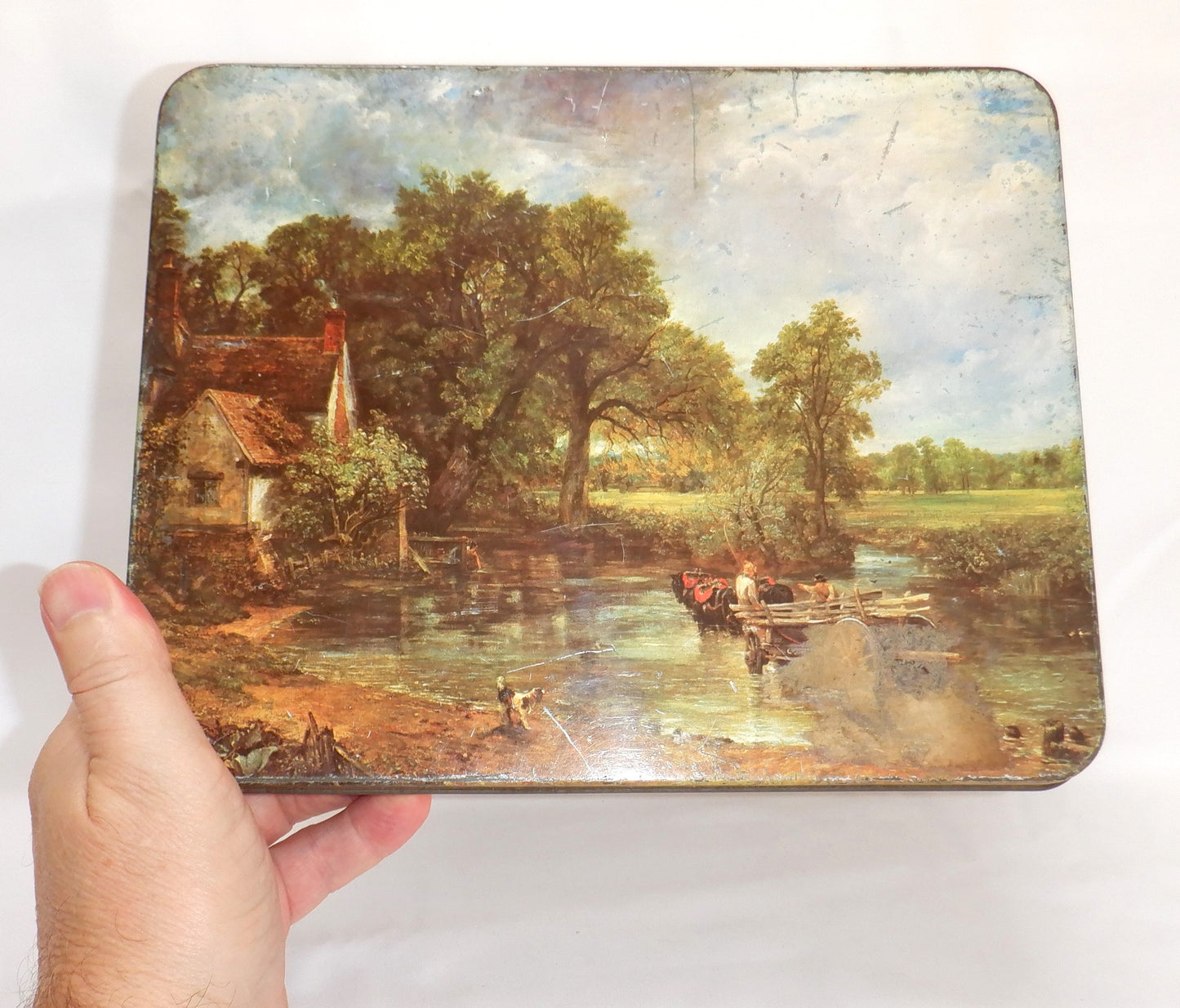 National Gallery of London Vintage Removable-Lid Tin Container Featuring JOHN CONSTABLE - THE HAYWAIN
