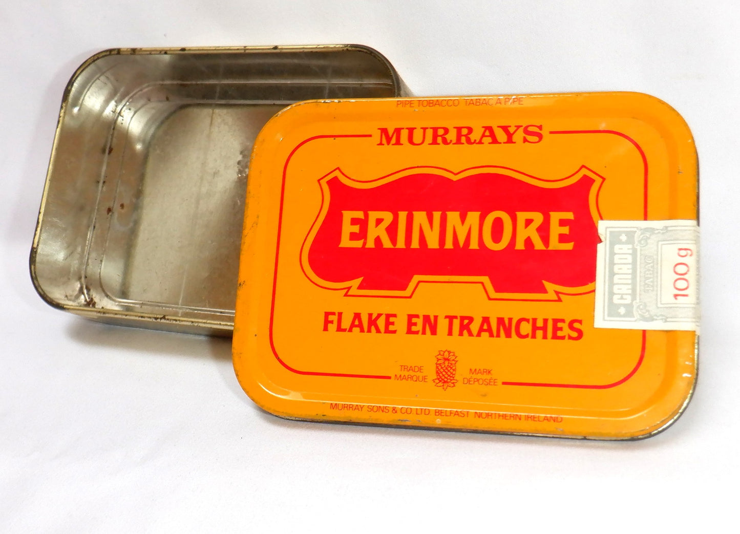 ERINMORE "Flake en Tranches" RARE FRENCH TOBACCO TIN From Murray's of Northern Ireland