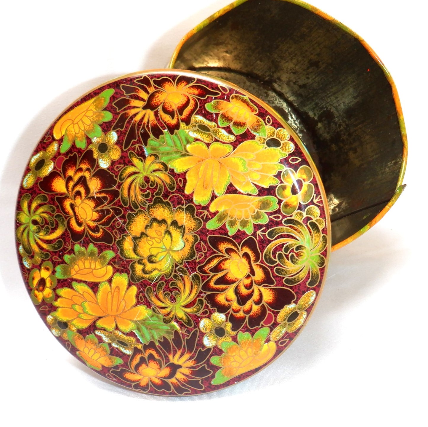 PSYCHEDELIC FLOWERS! A Vintage British Tin Can Flower Container, 1960's