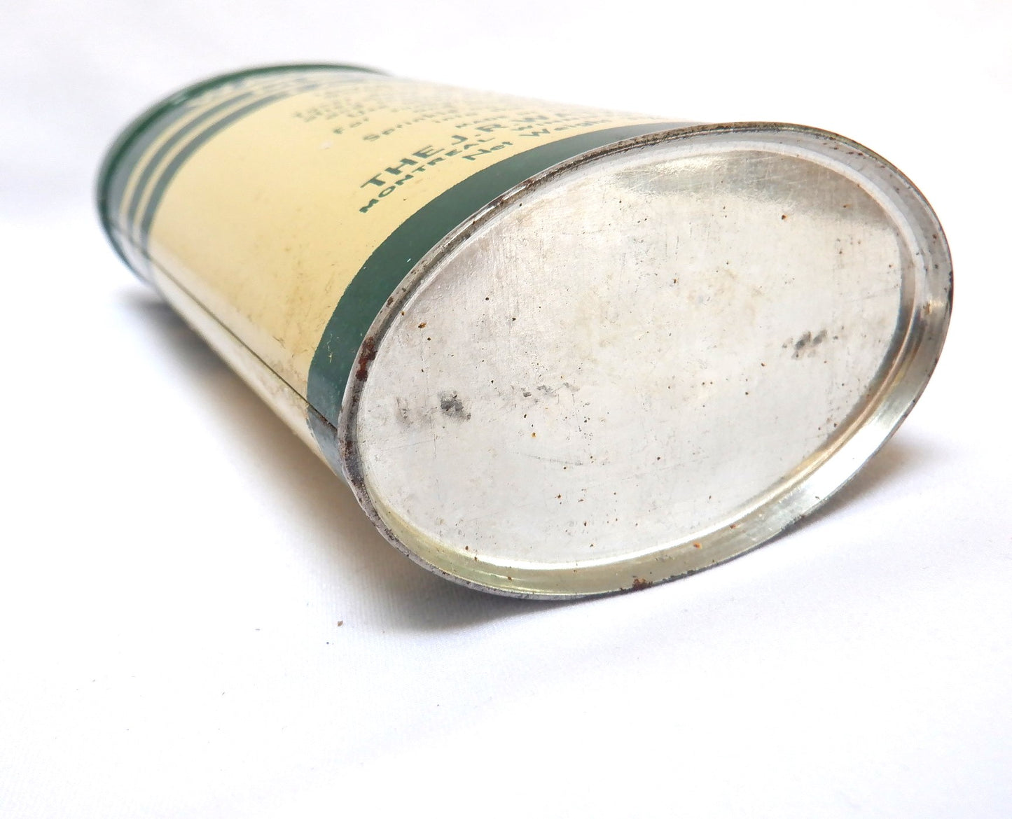 WATKINS Vintage Mens Talcum Shaker Tin Can w/contents, RARE CANADIAN BILINGUAL PACKAGING!