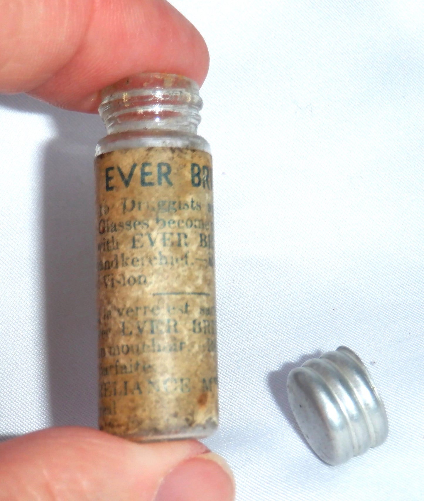 Antique Miniature Bottle of CANADIAN EVER BRITE Eye Glass Cleaner. Made in Canada!