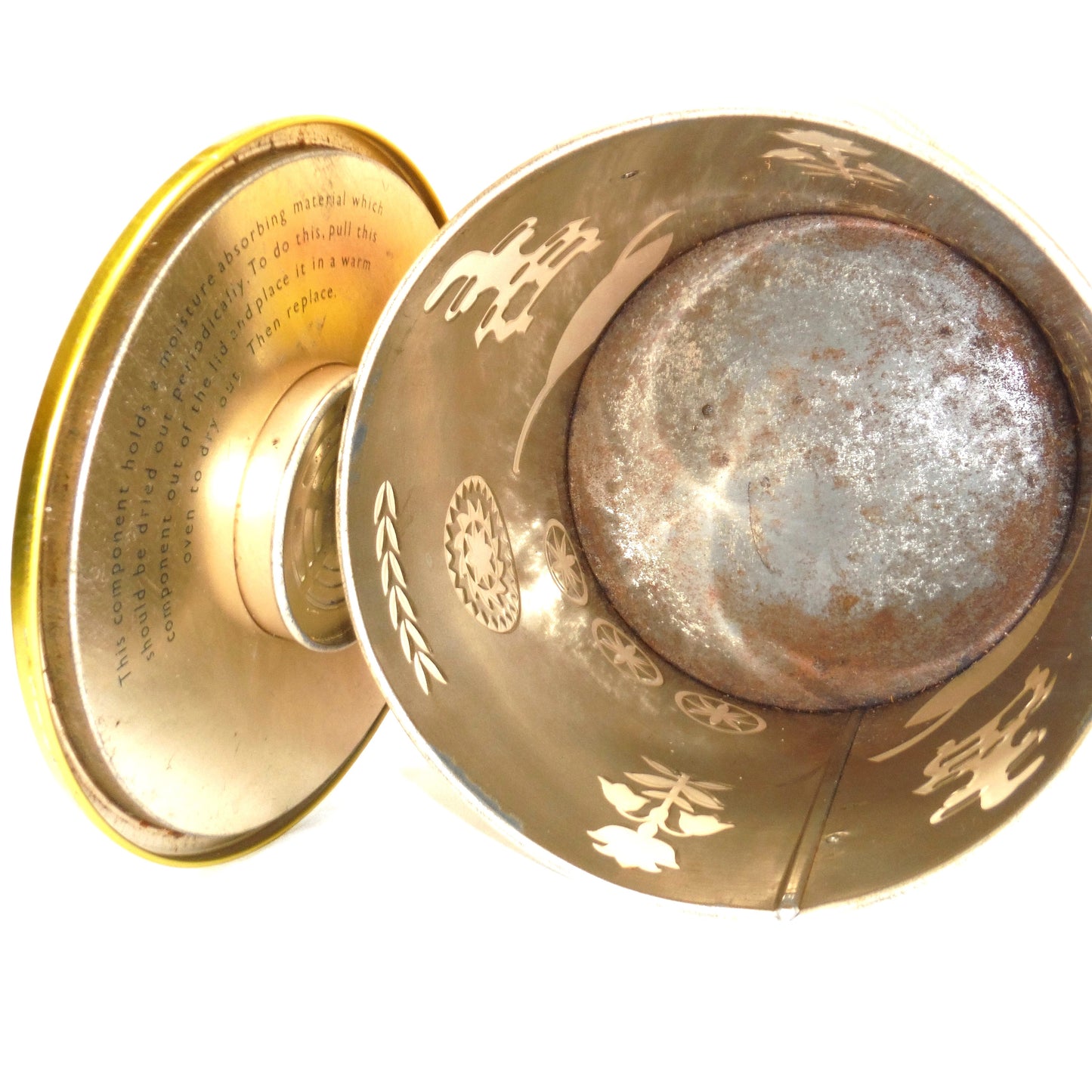 Vintage Tin Pail Biscuit Barrel with Original Handle by BARET WARE OF ENGLAND: 'HOMESTEAD'