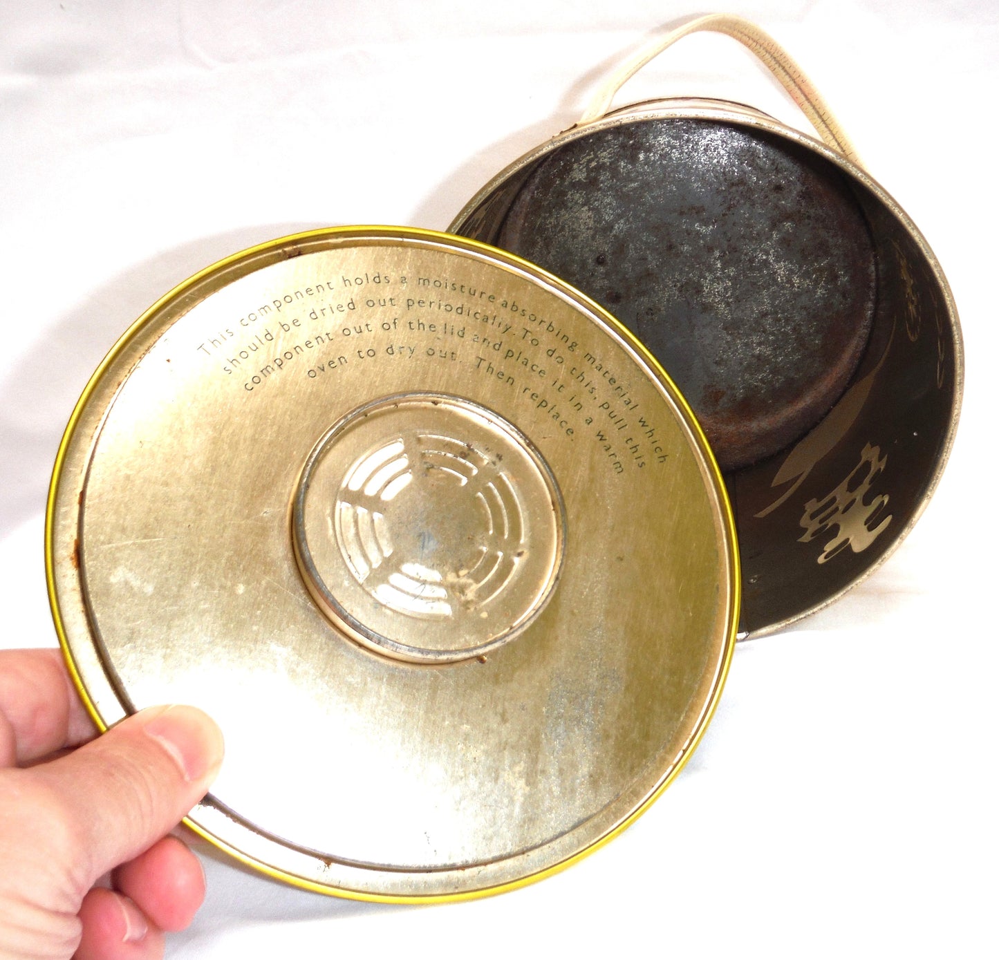 Vintage Tin Pail Biscuit Barrel with Original Handle by BARET WARE OF ENGLAND: 'HOMESTEAD'