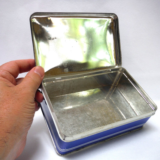Mid-Century DUTCH HOLLAND LIGHTHOUSE Hinged-Lid Tin Container: 'VUURTOREN DE LANGE JAAP'