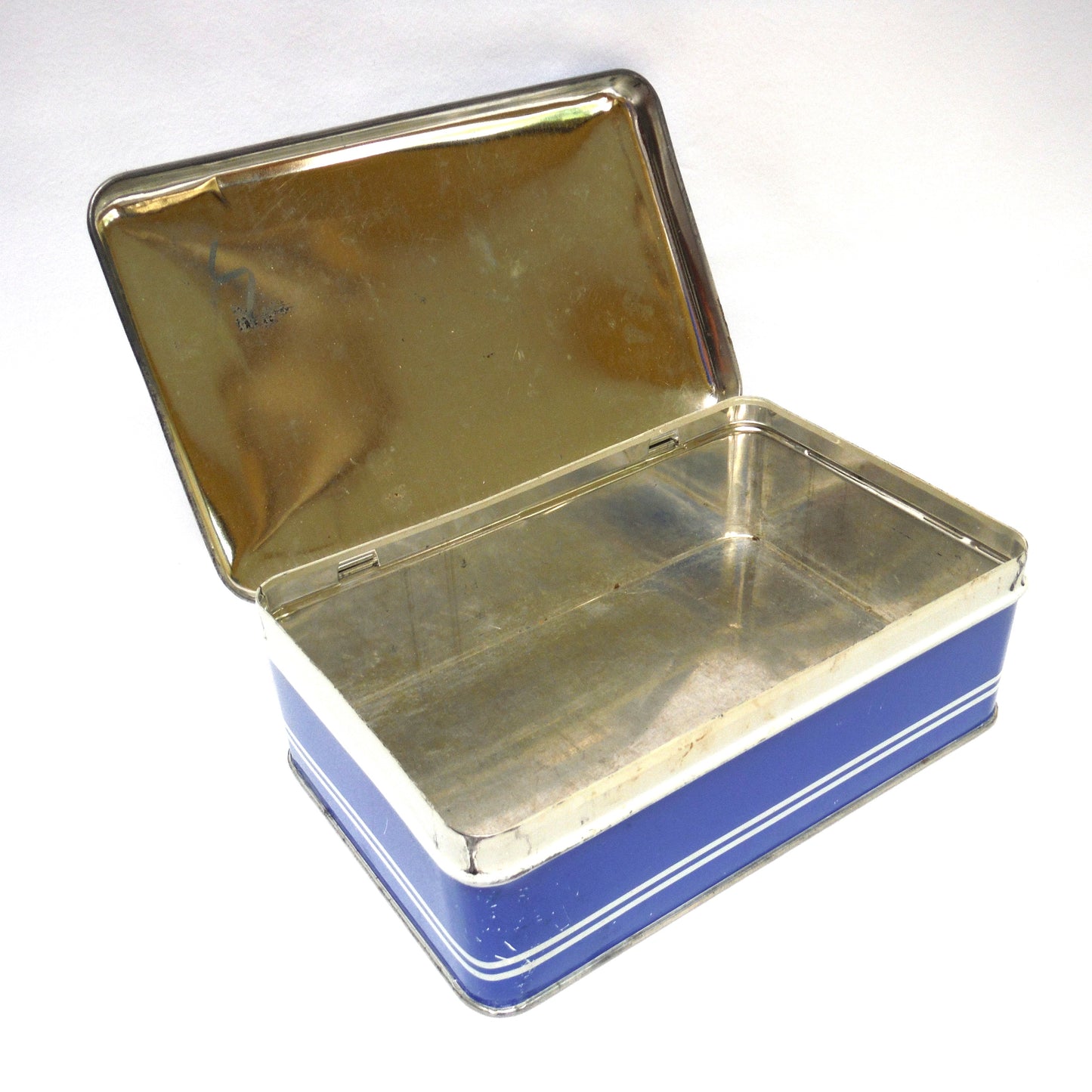 Mid-Century DUTCH HOLLAND LIGHTHOUSE Hinged-Lid Tin Container: 'VUURTOREN DE LANGE JAAP'