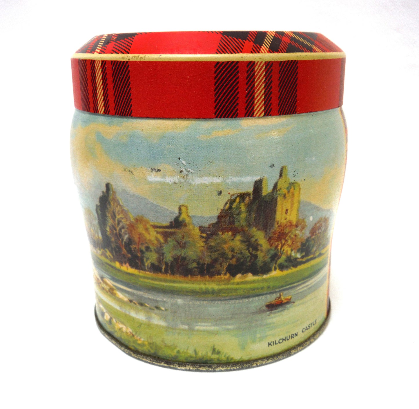 Vintage Tin Container, by Thorne's Premier Toffee Company of Leeds, England: 'KILCHURN CASTLE and CULZEAN CASTLE'