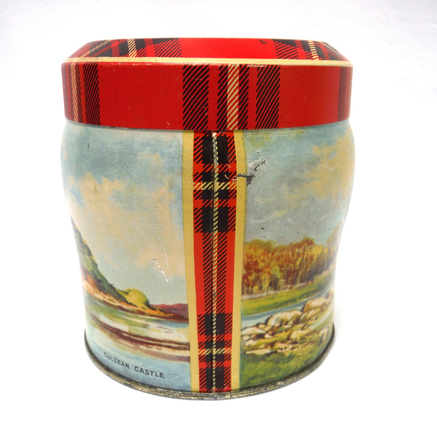 Vintage Tin Container, by Thorne's Premier Toffee Company of Leeds, England: 'KILCHURN CASTLE and CULZEAN CASTLE'