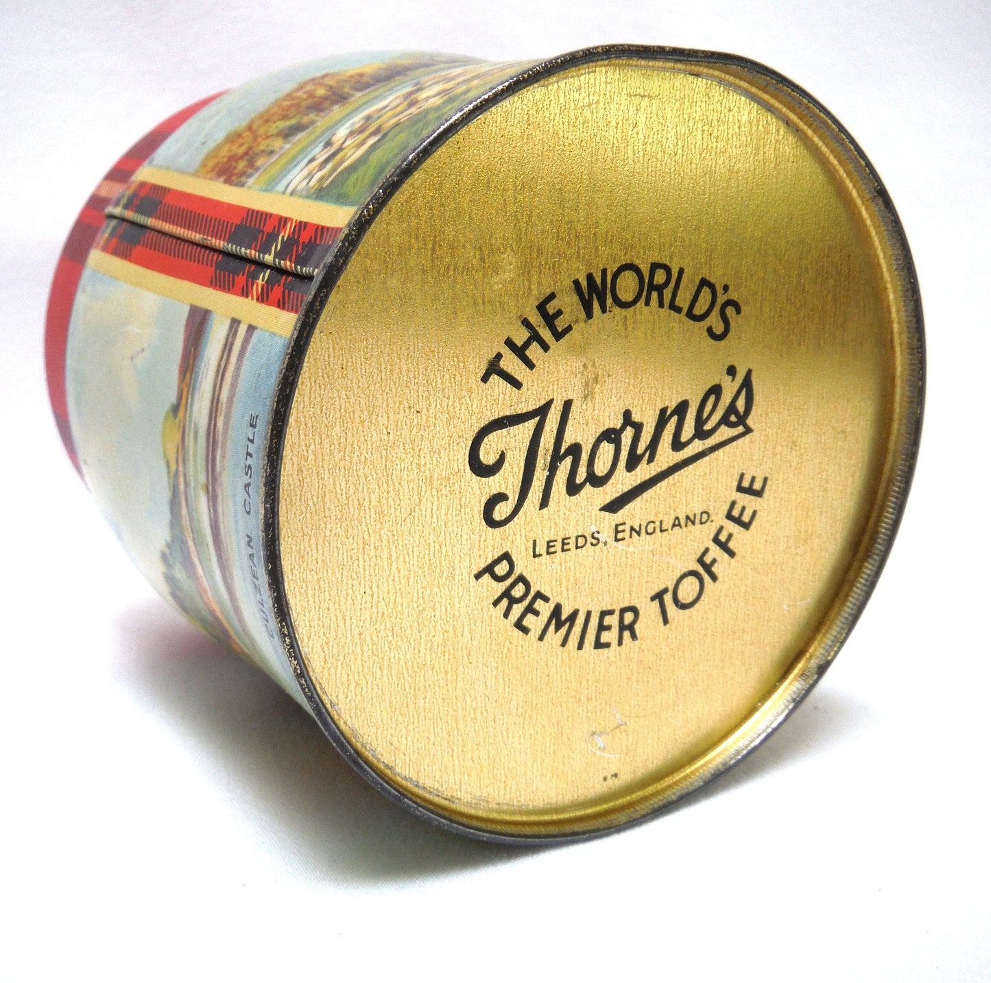 Vintage Tin Container, by Thorne's Premier Toffee Company of Leeds, England: 'KILCHURN CASTLE and CULZEAN CASTLE'