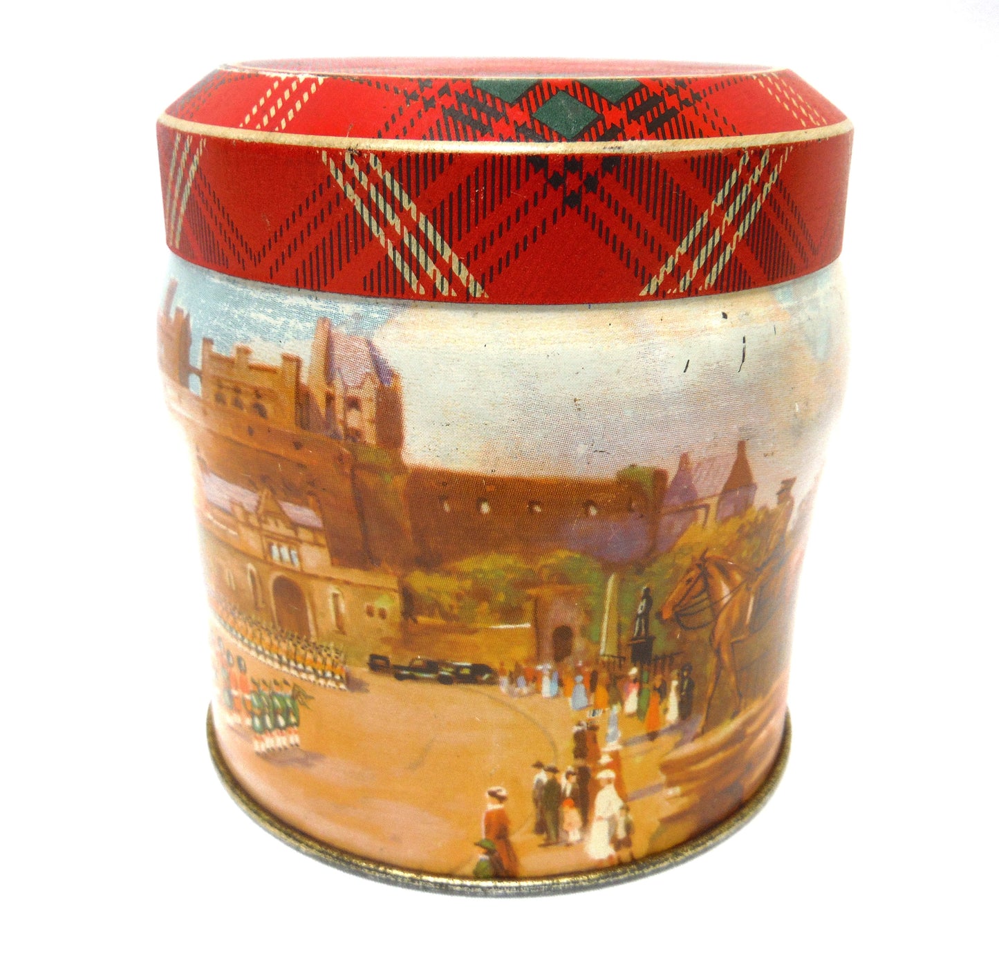 Vintage Tin Container, by Thorne's Premier Toffee Company of Leeds, England: 'EDINBURGH CASTLE PARADE and The SCOTTISH THISTLE'