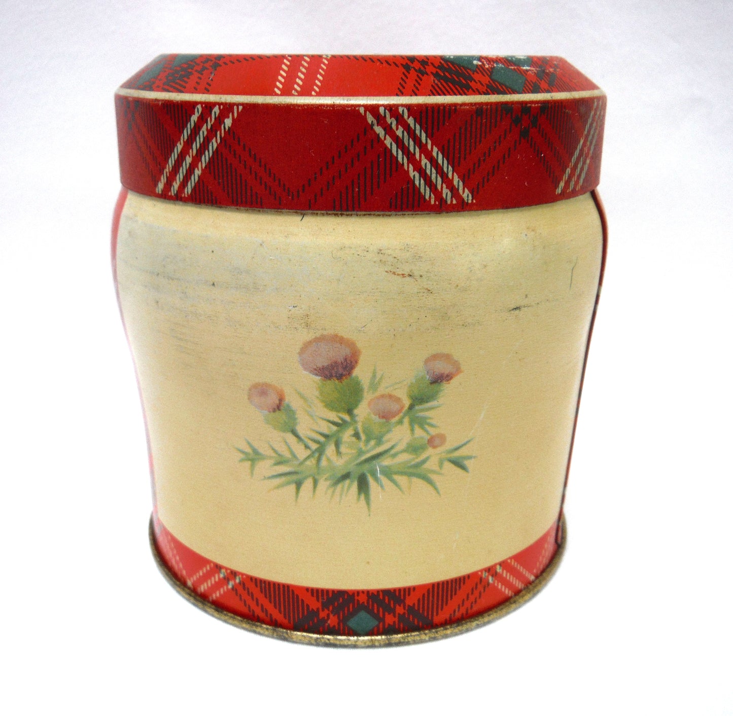 Vintage Tin Container, by Thorne's Premier Toffee Company of Leeds, England: 'EDINBURGH CASTLE PARADE and The SCOTTISH THISTLE'