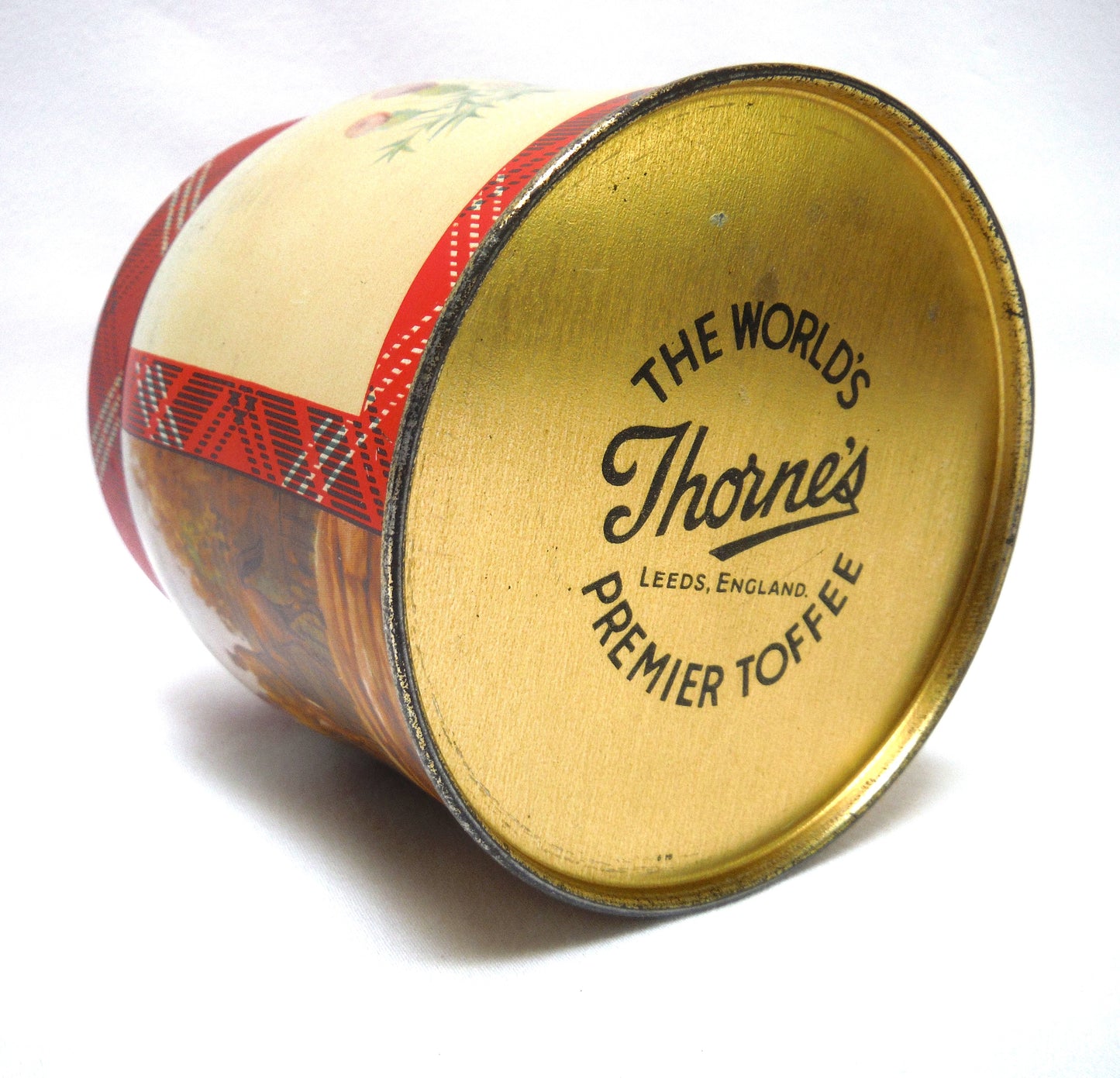 Vintage Tin Container, by Thorne's Premier Toffee Company of Leeds, England: 'EDINBURGH CASTLE PARADE and The SCOTTISH THISTLE'