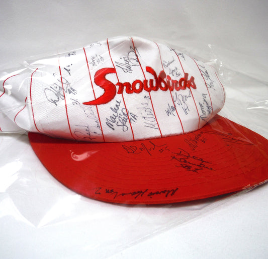 CANADA'S FAMOUS MILITARY SNOWBIRDS AEROBATIC DEMONSTRATION TEAM BASEBALL CAP: Ultra Rare 1994 Signed by 21 of the 24 Air and Ground Crew!