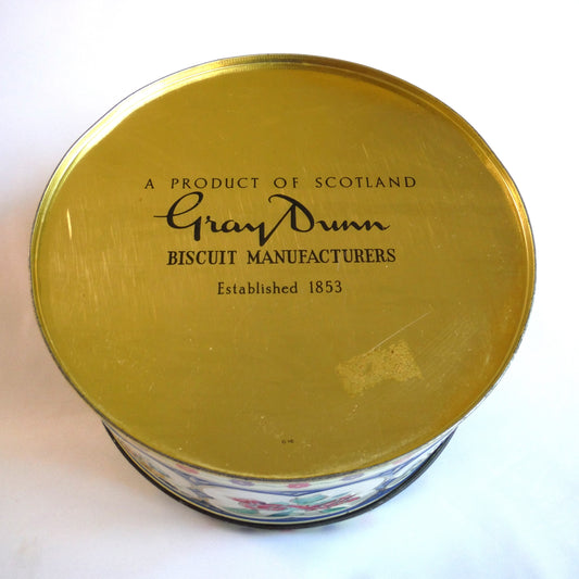 Embossed Flower Tin with Removable Top, Vintage Tin by GRAY DUNN BISCUITS OF SCOTLAND