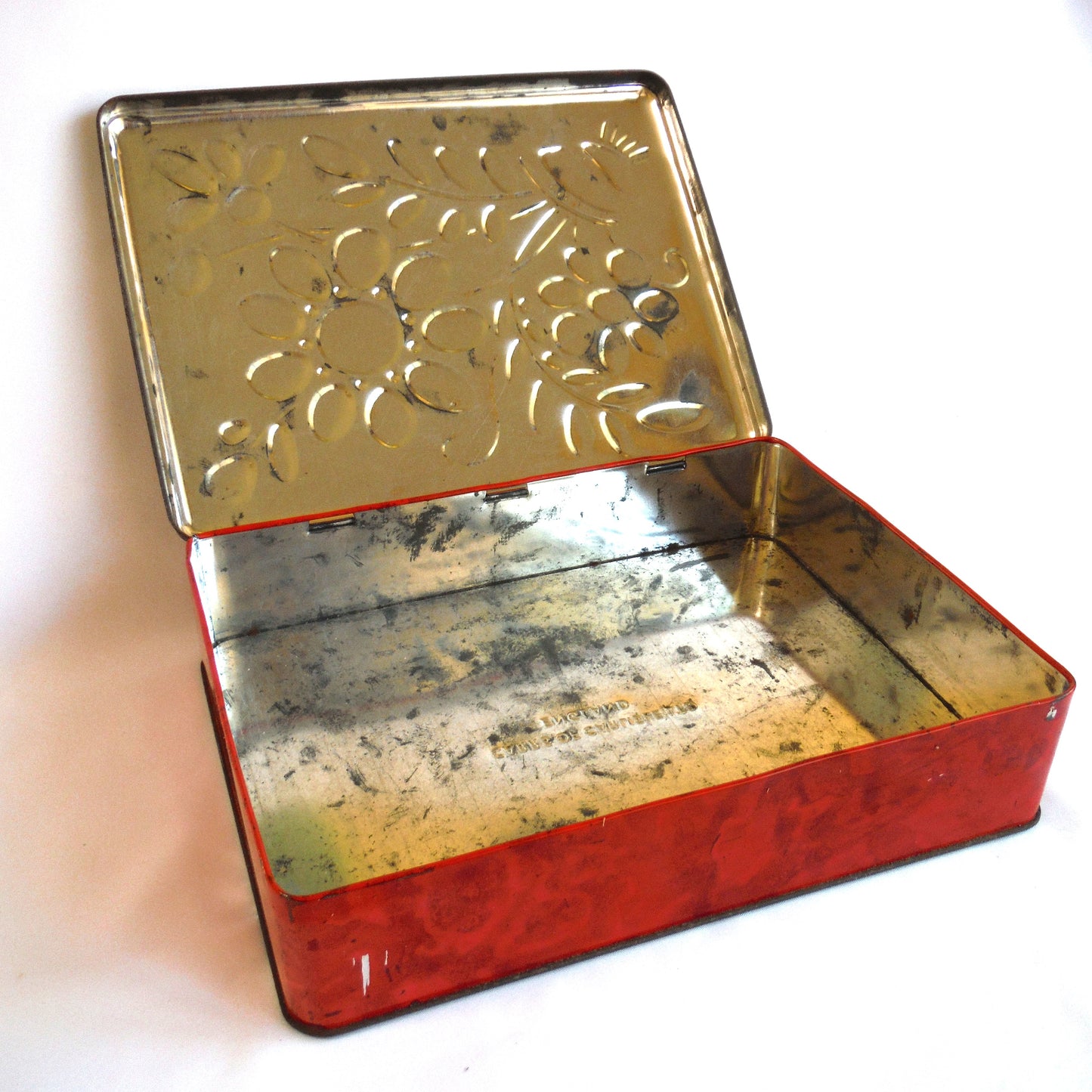 CARRS OF CARLISLE Vintage Hinged-Lid Tin Container: 'Beach Gem Stones'