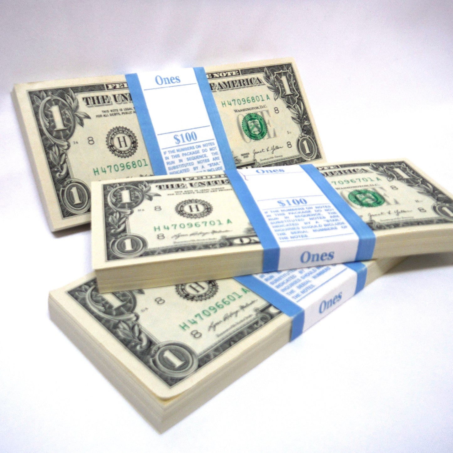 2021 United States of America Stack of 100 Paper Dollar Bills, Mint Condition, Consecutive Numbering and Factory Banded!