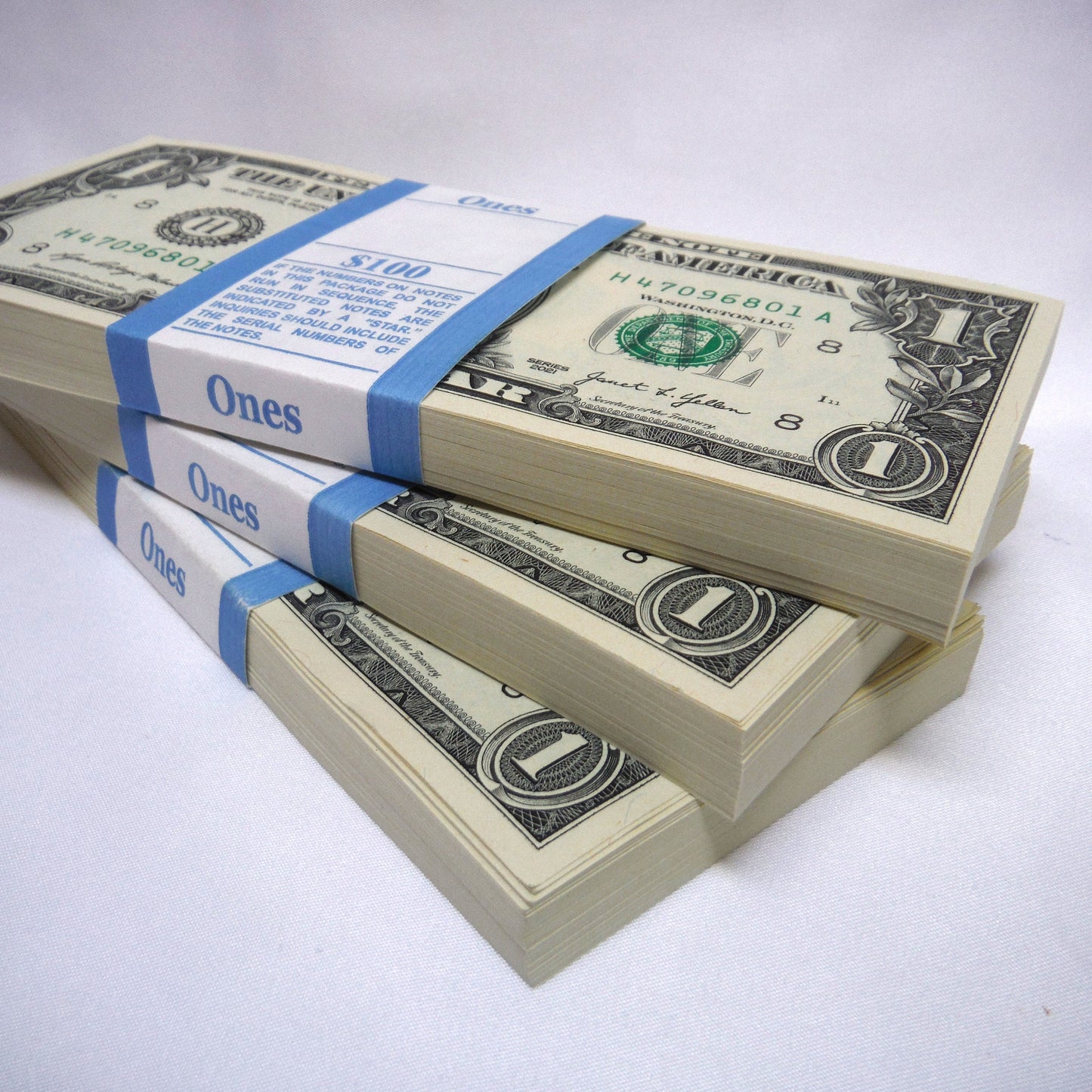 2021 United States of America Stack of 100 Paper Dollar Bills, Mint Condition, Consecutive Numbering and Factory Banded!