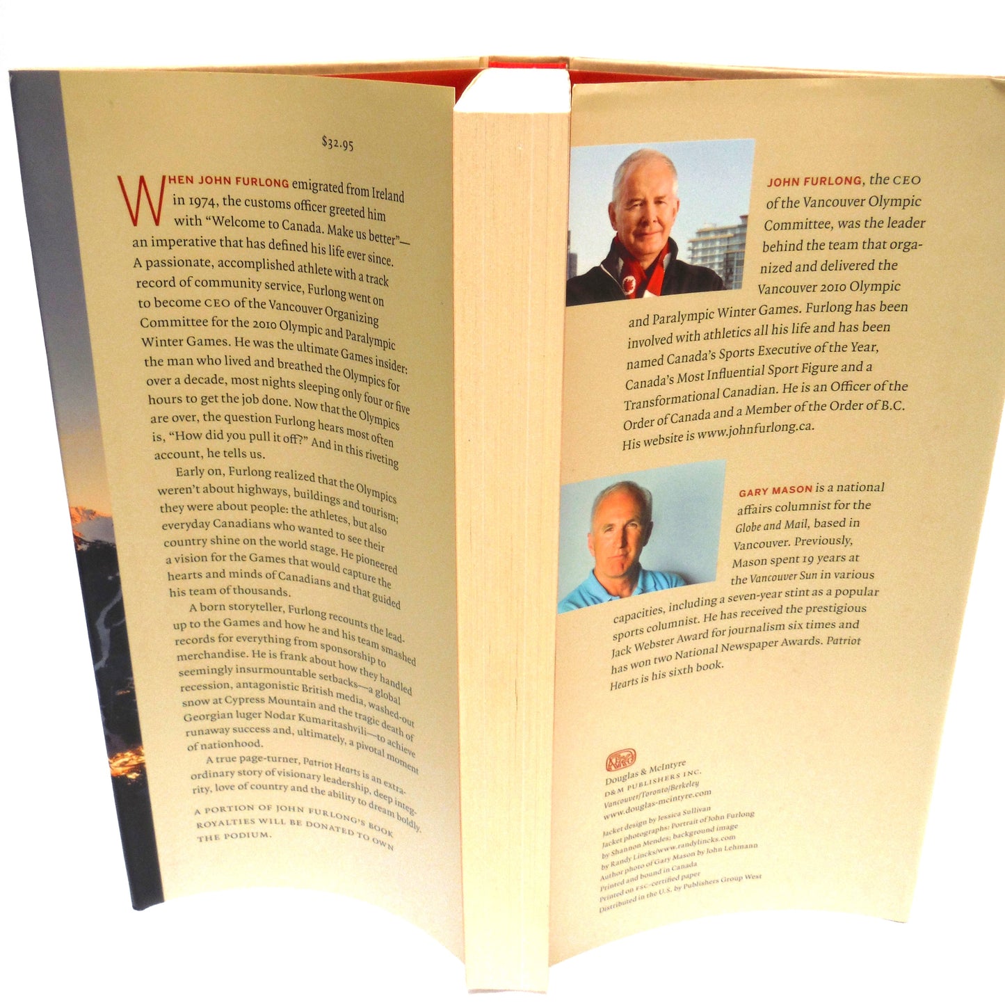 PATRIOT HEARTS, Inside The Olympics That Changed A Country, by John Furlong with Gary Mason (2011 1st Ed.)