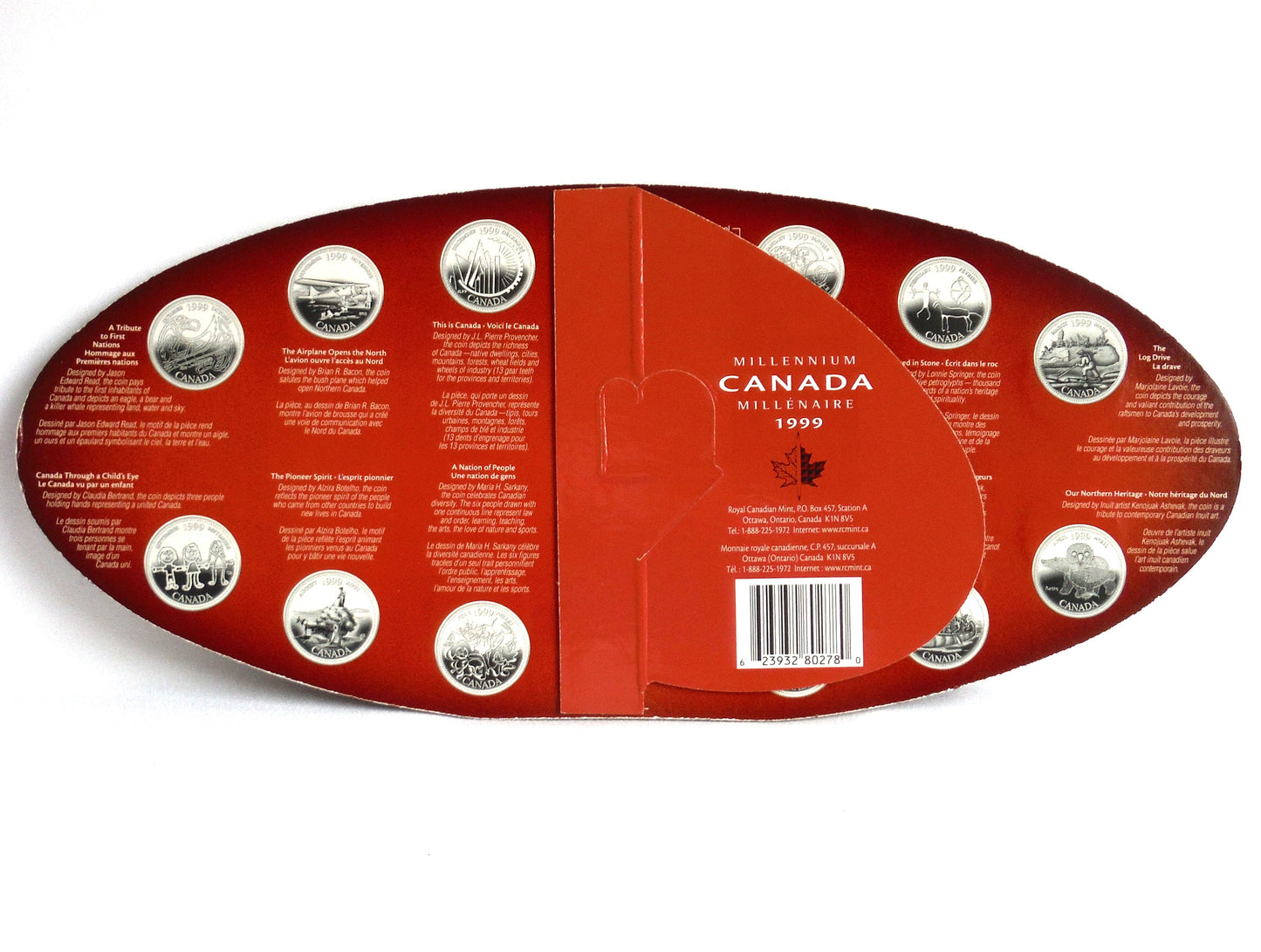 1999 Canada MILLENNIUM 13-Coin 25-Cent Canadian Quarter Display Collection