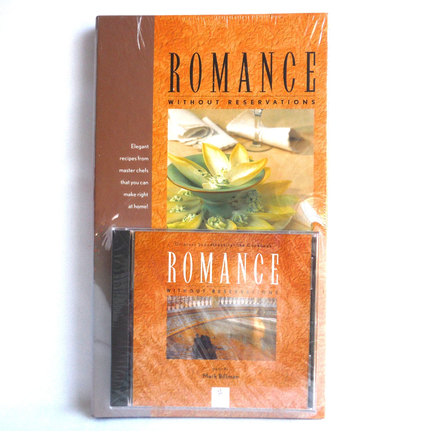 ROMANCE WITHOUT RESERVATION, Elegant Recipes from Master Chefs That You Can Make Right at Home! BRAND-NEW OLD-STOCK BOOK & MUSIC CD COMBO (1998 1st Ed.)