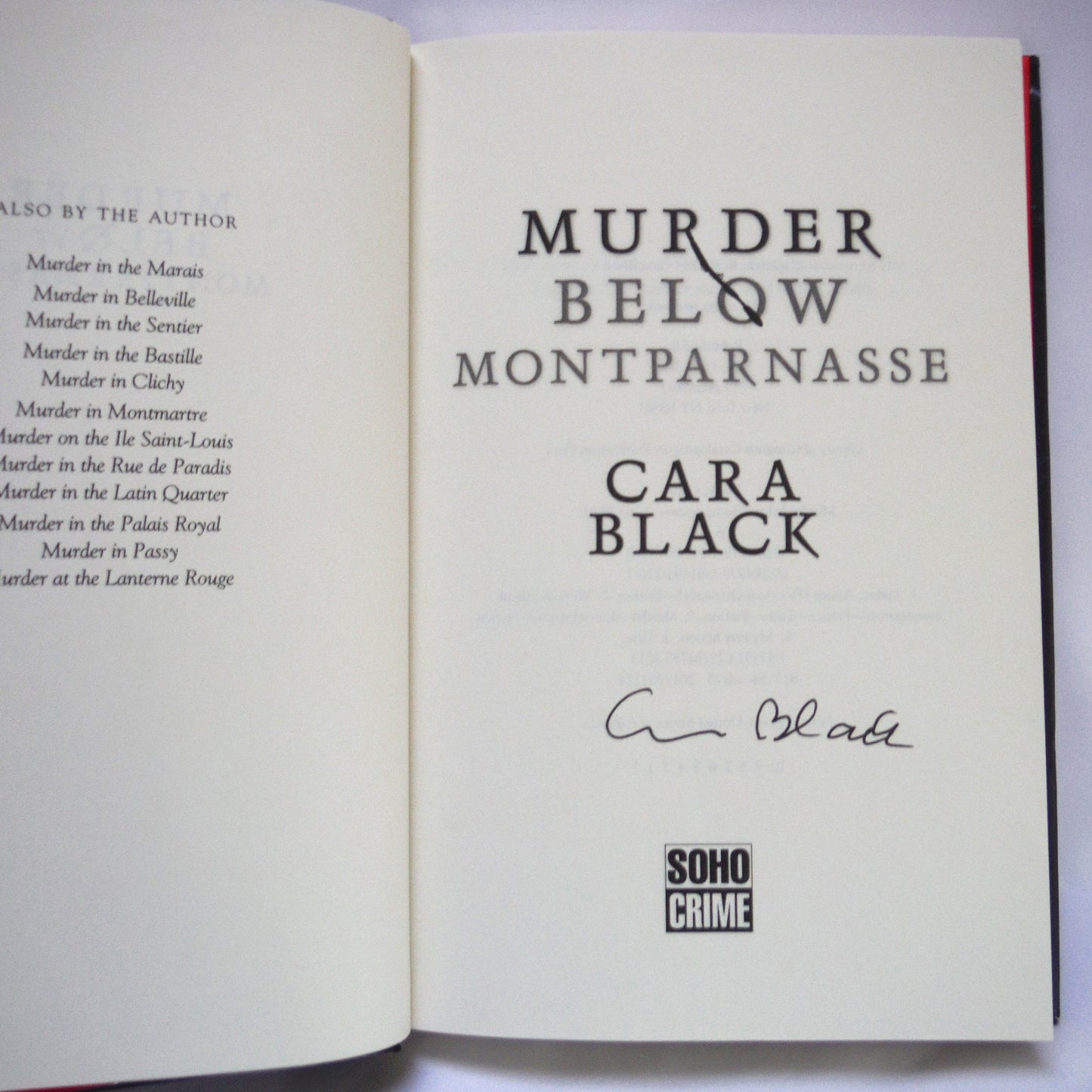 MURDER BELOW MONTPARNASSE, An Aimee Leduc Investigation by Cara Black (1st Ed. SIGNED)