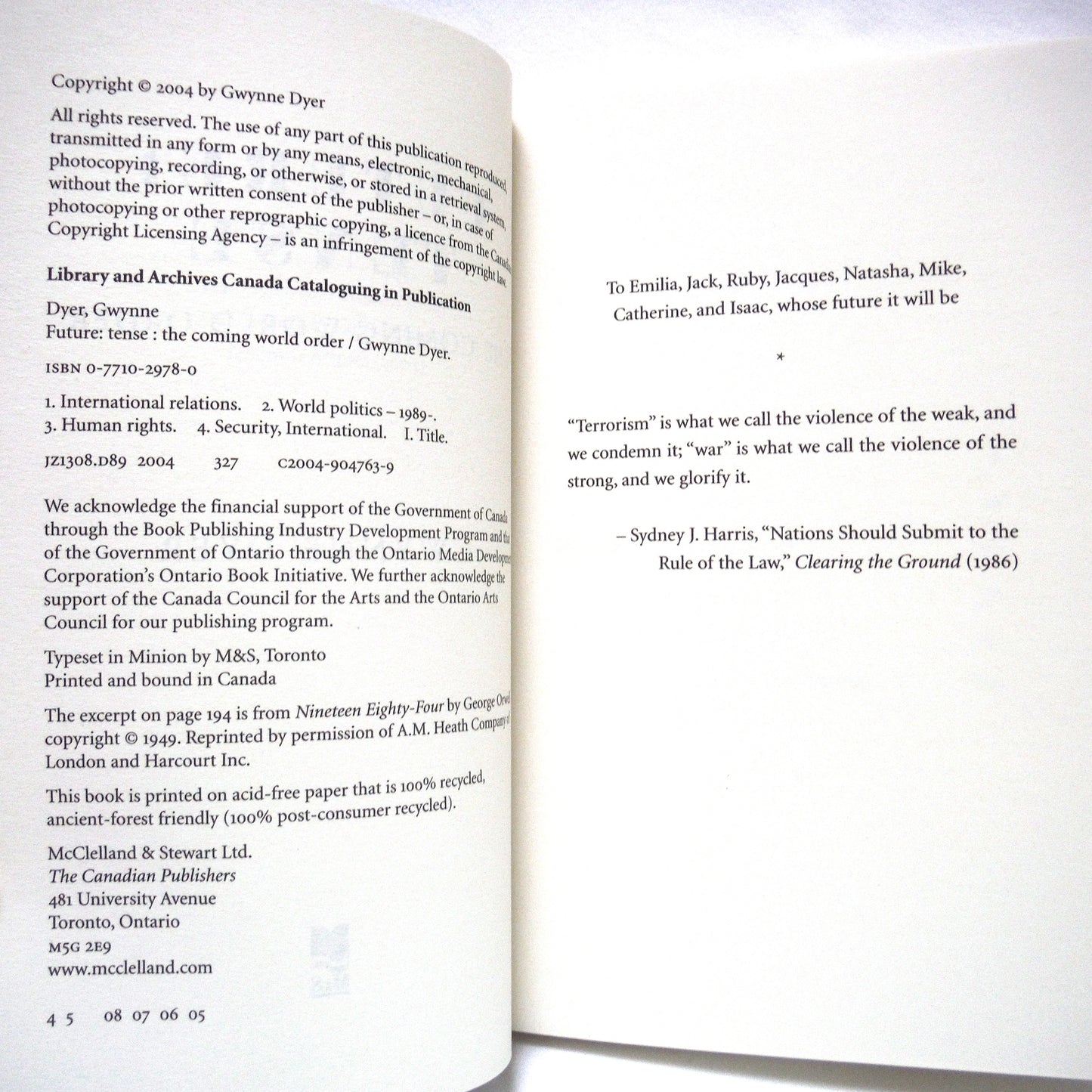 FUTURE TENSE: The Coming World Order, by Gwynne Dyer (2004 1st Ed.)