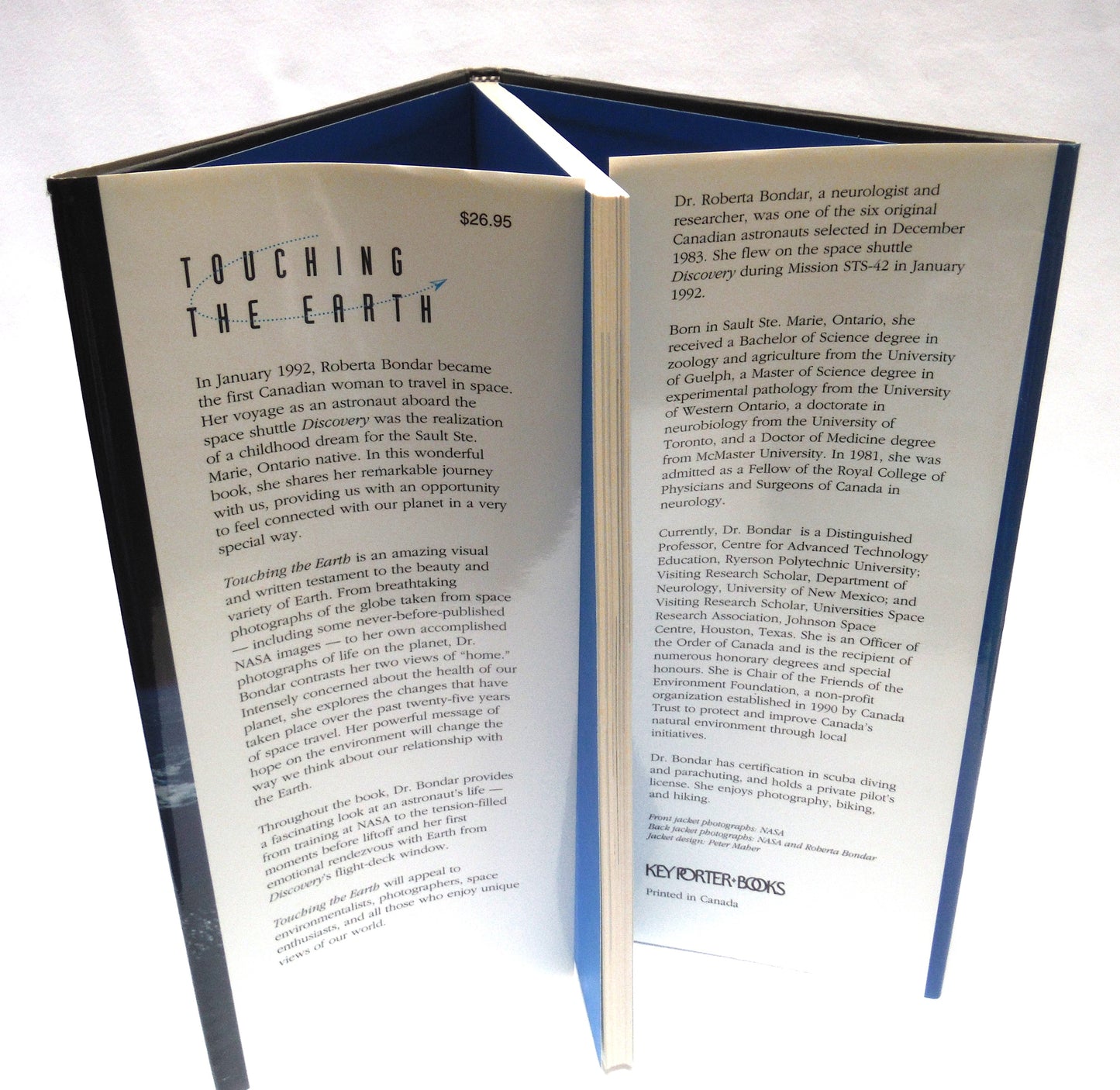 TOUCHING THE EARTH, by Roberta Bondar (1994 1st Ed.)