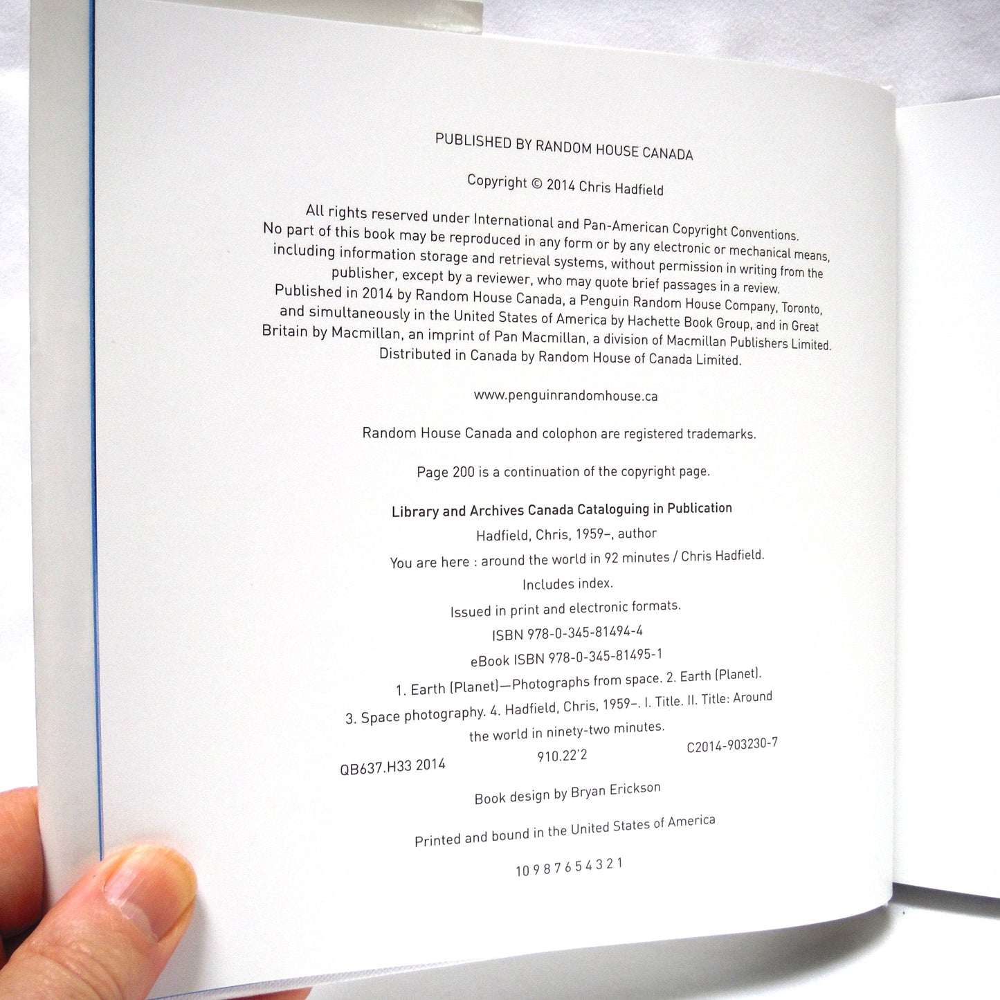 YOU ARE HERE, Around The World in 92 Minutes, by Chris Hadfield (2000 1st Ed.)