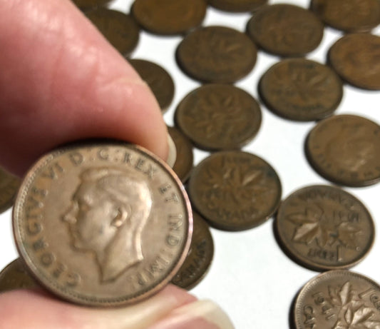1941 Canadian 1-Cent King George VI PENNIES in Circulated Good Condition. EACH