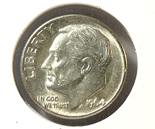 1964 Roosevelt Dime 10-Cent USA: 90% Pure Silver Proof Uncirculated High Relief Finish in Display Pouch!