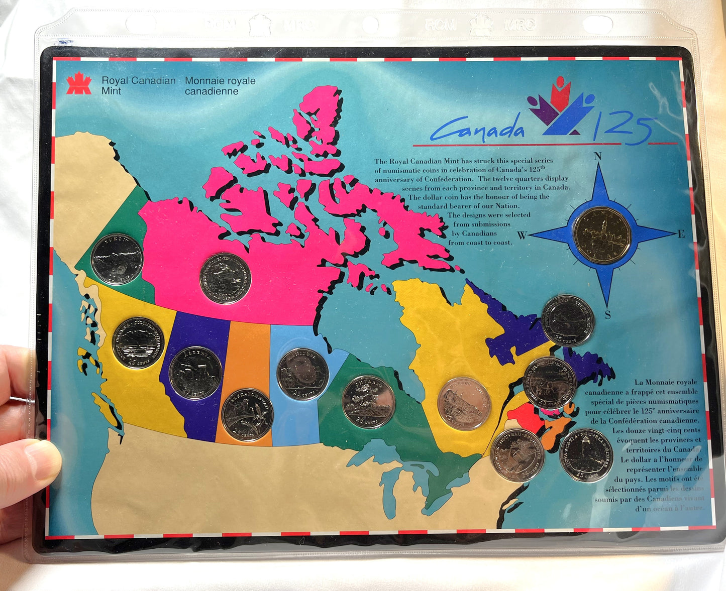 1992 Canadian 13-Coin Set Celebrating CANADA 125th ANNIVERSARY of CONFEDERATION: Incudes 12-Provincial Quarters and $1 Parliament Loonie Set