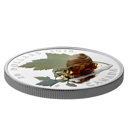 2016 Canadian $20 Silver Coin: LITTLE CREATURES: SNAIL (Murano Venetian Glass) 1oz .9999 Pure Fine Silver