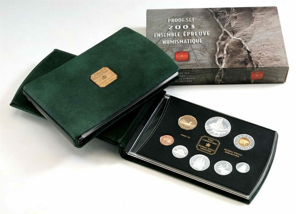 2003 Canadian 8-Coin Proof Double Dollar Set: COBALT SILVER STRIKE 100th Anniv Silver Dollar