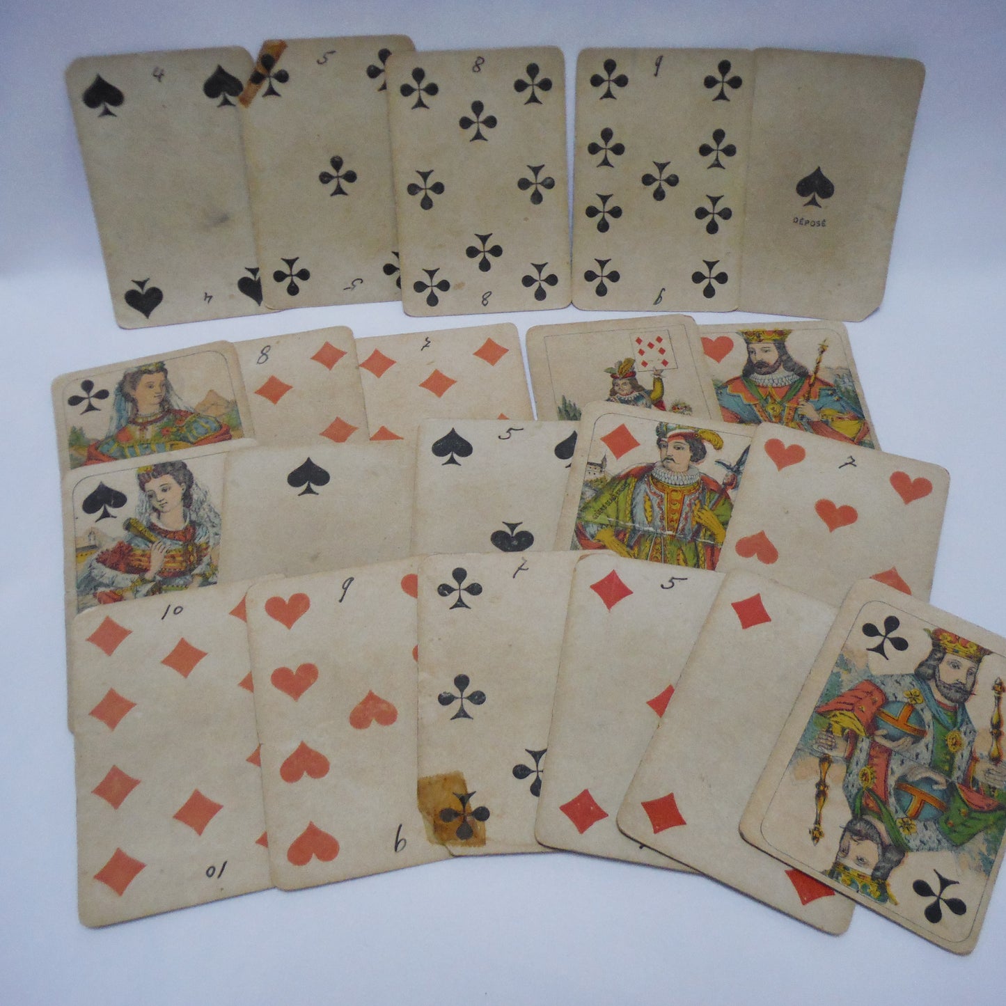 Antique Playing Cards, Partial Deck of 21 Cards