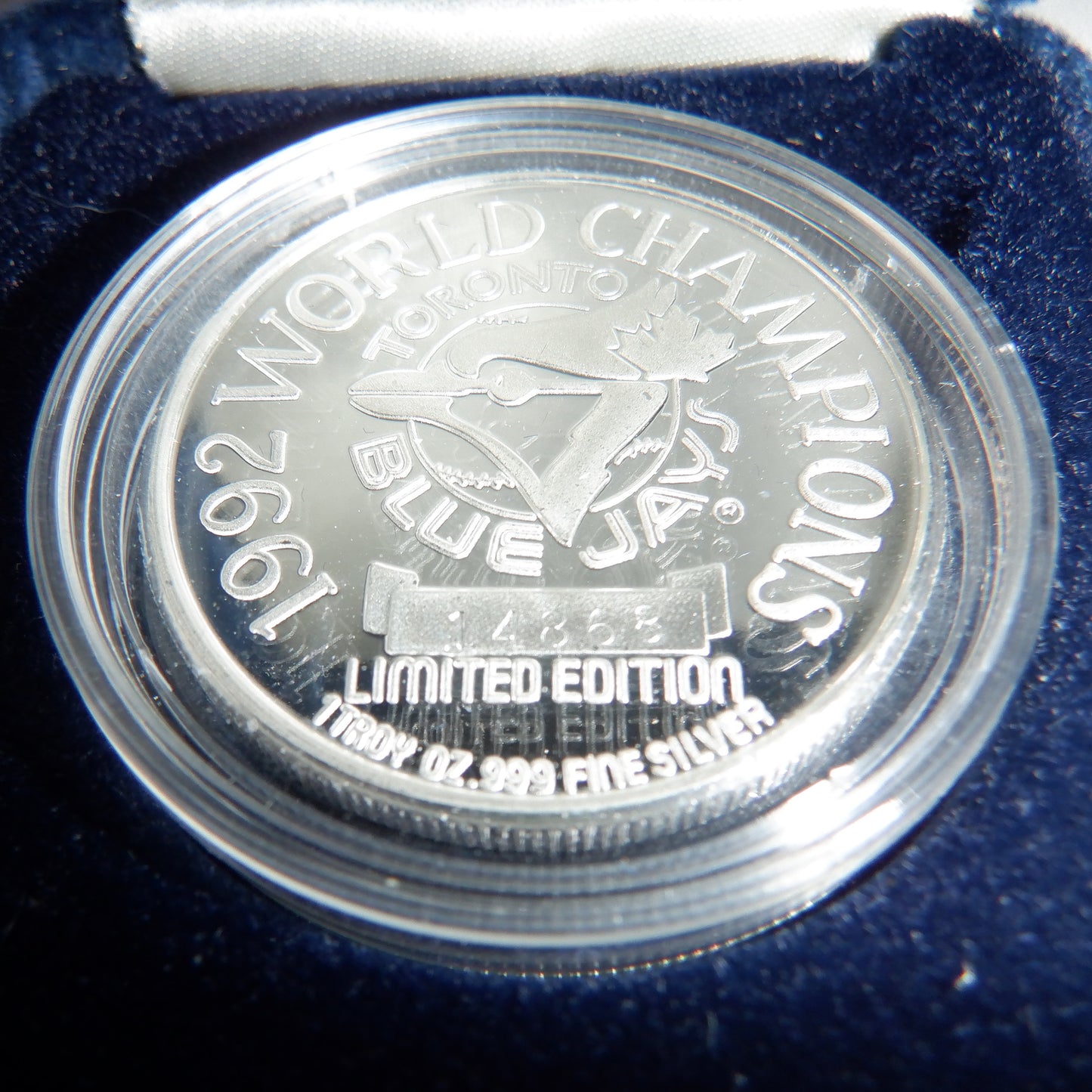 1992 TORONTO BLUE JAYS World Series 1 Troy oz Fine Silver Medallion