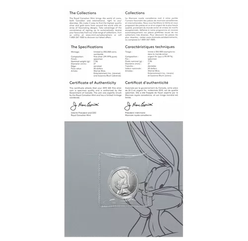 2015 $20 for $20 Pure Silver Coin: CANADA BUGS BUNNY