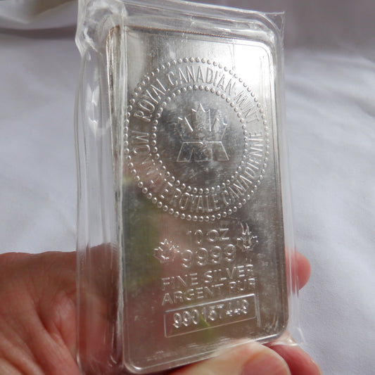 10 Troy Ounce Pure Silver Bar .9999 by The Royal Canadian Mint