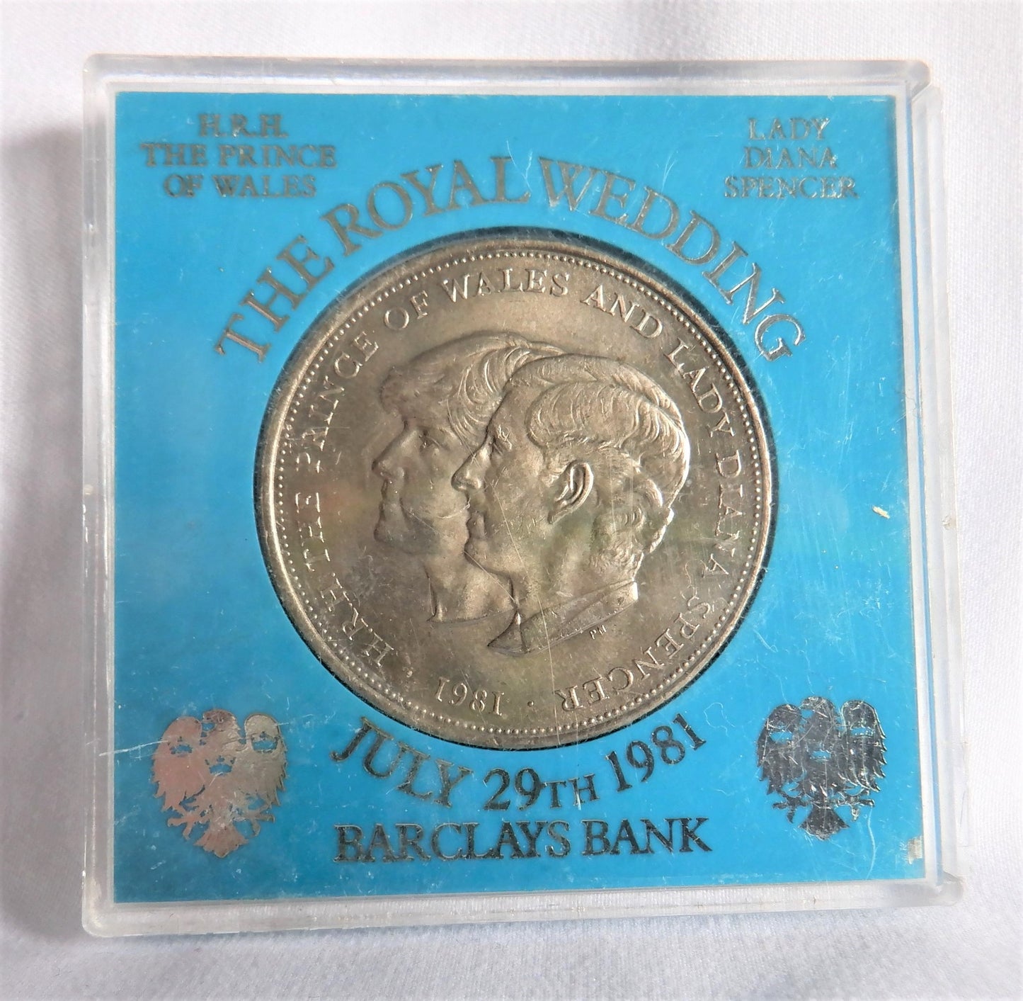 THE ROYAL WEDDING, 1981 Commemorative Crown Coin Charles & Diana, by Barklay's Bank of London, England 29th July 1981