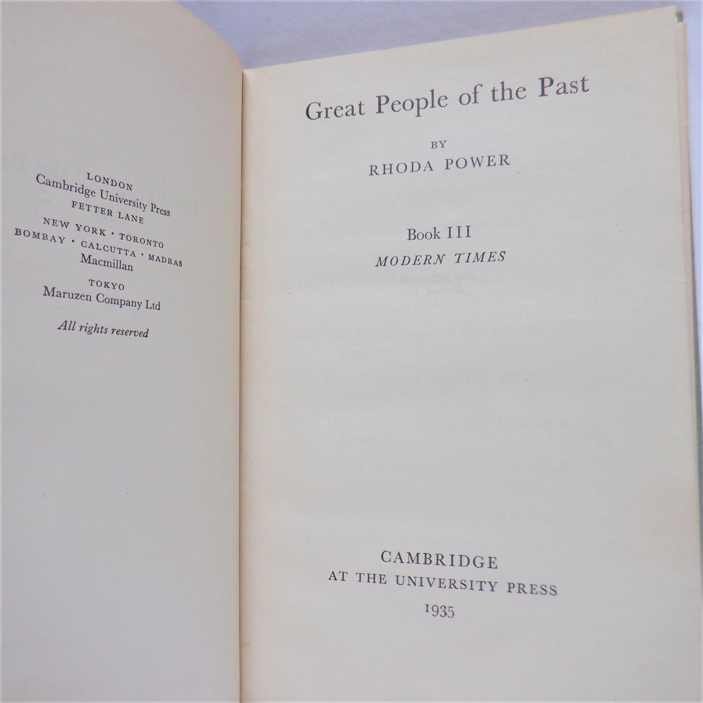 GREAT PEOPLE OF THE PAST, Book III Modern Times, by Rhoda Power, 1935
