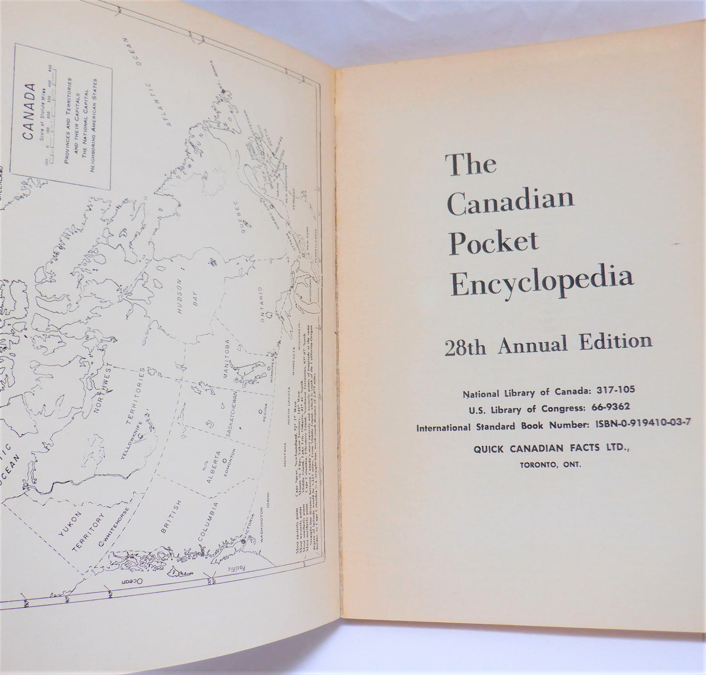 QUICK CANADIAN FACTS: The Canadian Pocket Encyclopedia (1972 1st Ed.)