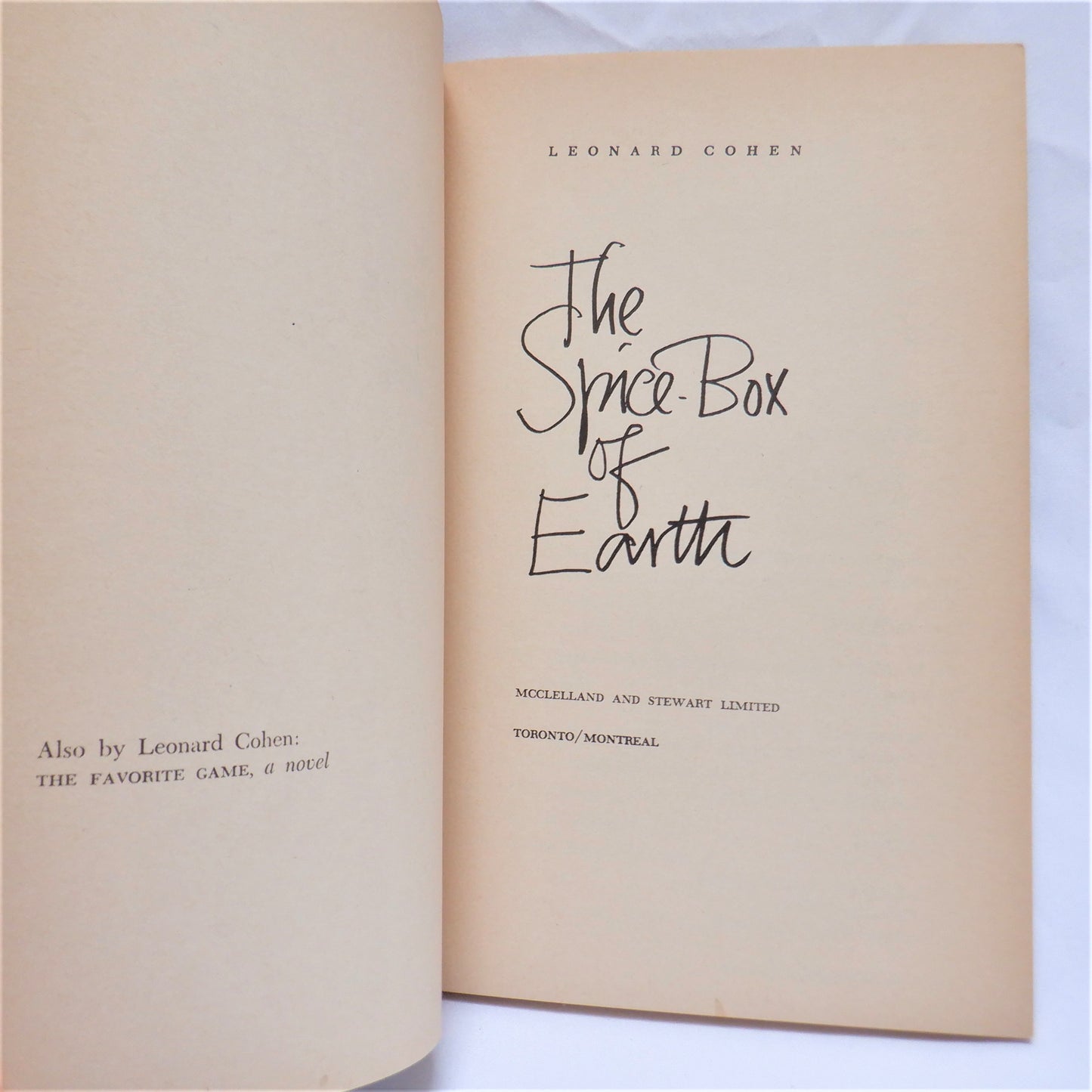 THE SPICE-BOX OF EARTH, Poems by Leonard Cohen, 1972