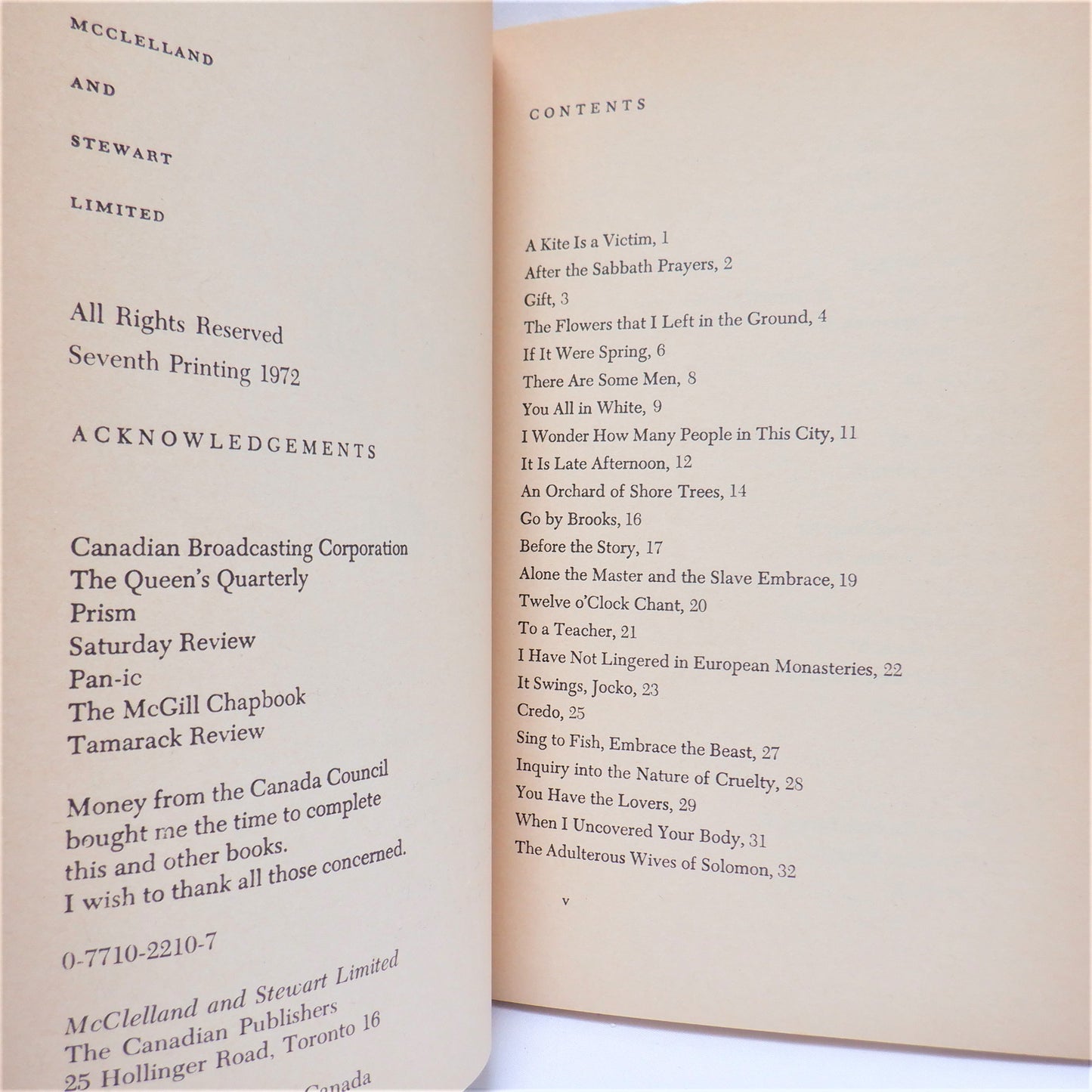 THE SPICE-BOX OF EARTH, Poems by Leonard Cohen, 1972