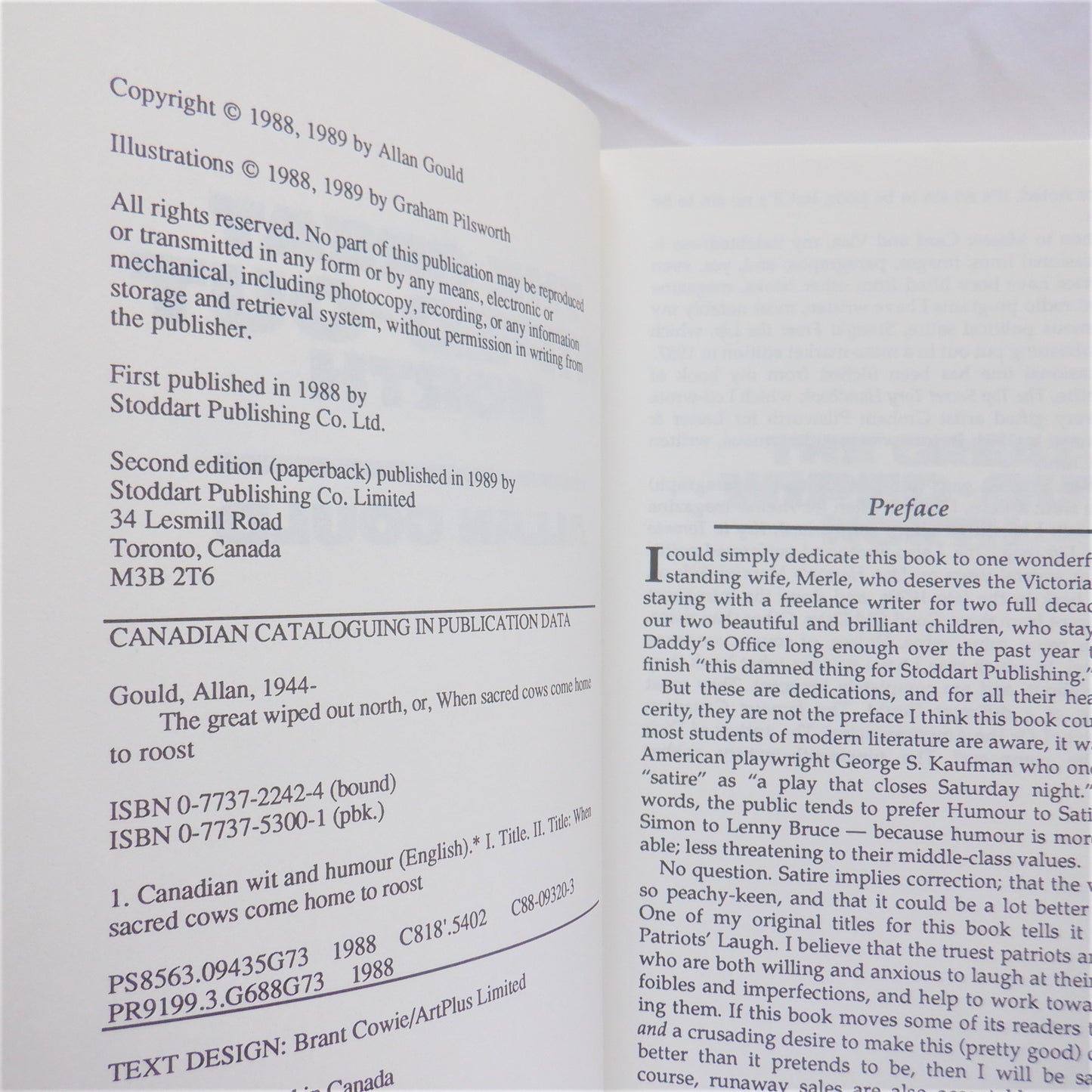 THE GREAT WIPED-OUT NORTH, or When the Sacred Cows Come Home To Roost, Canadian Humour by Allan Gould, 1989