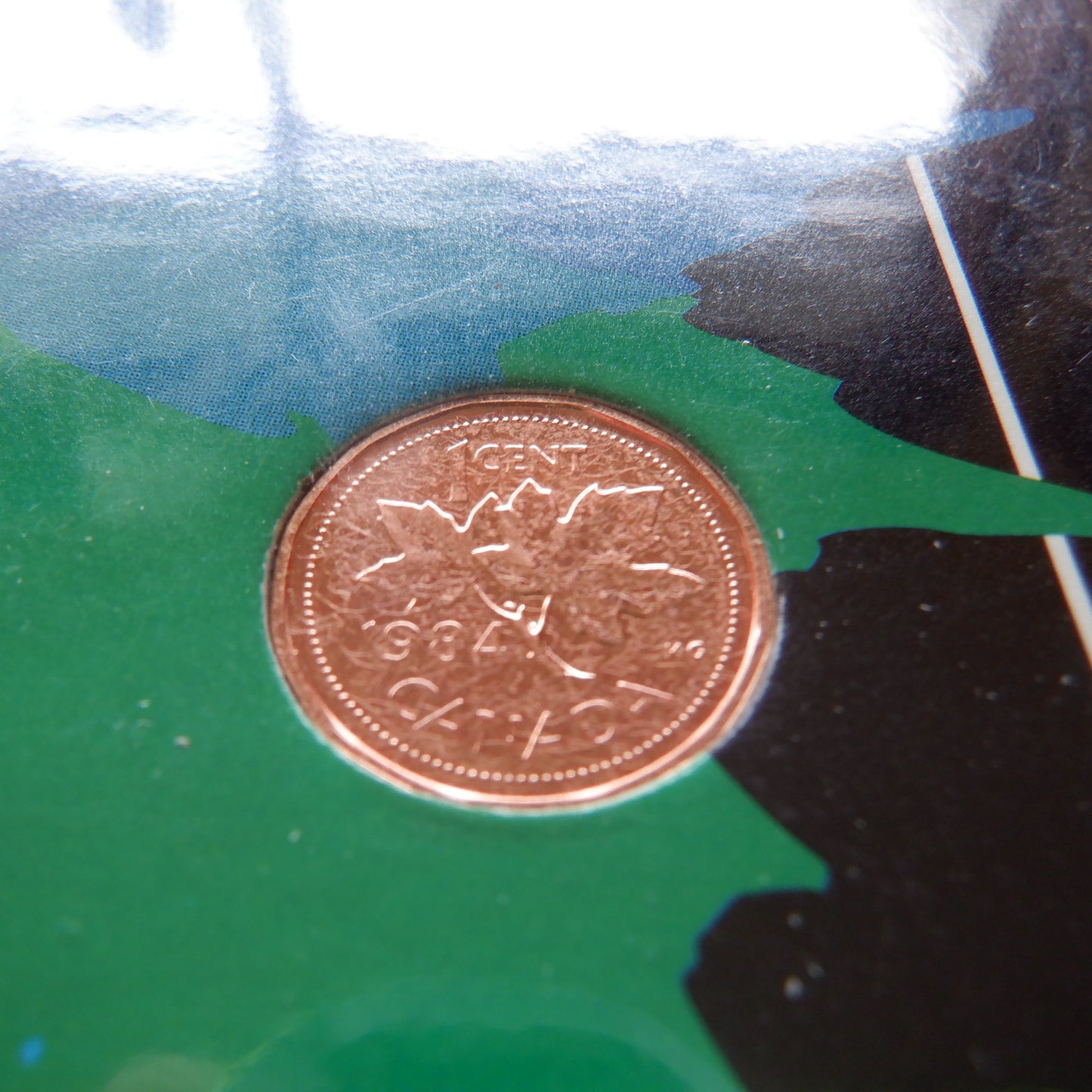 1984 CANADIAN 6-COIN SPECIMEN SET, on 6-colour CANADA C.C.A & S. DISPLAY BOARD