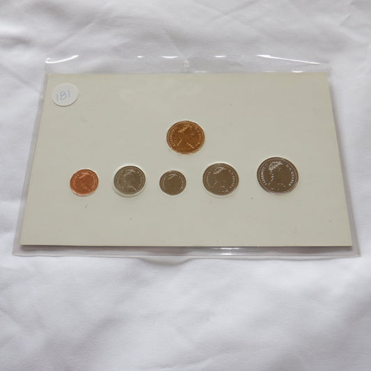 1988 CANADIAN 6-COIN SPECIMEN SET, on 6-colour CANADA C.C.A & S. DISPLAY BOARD