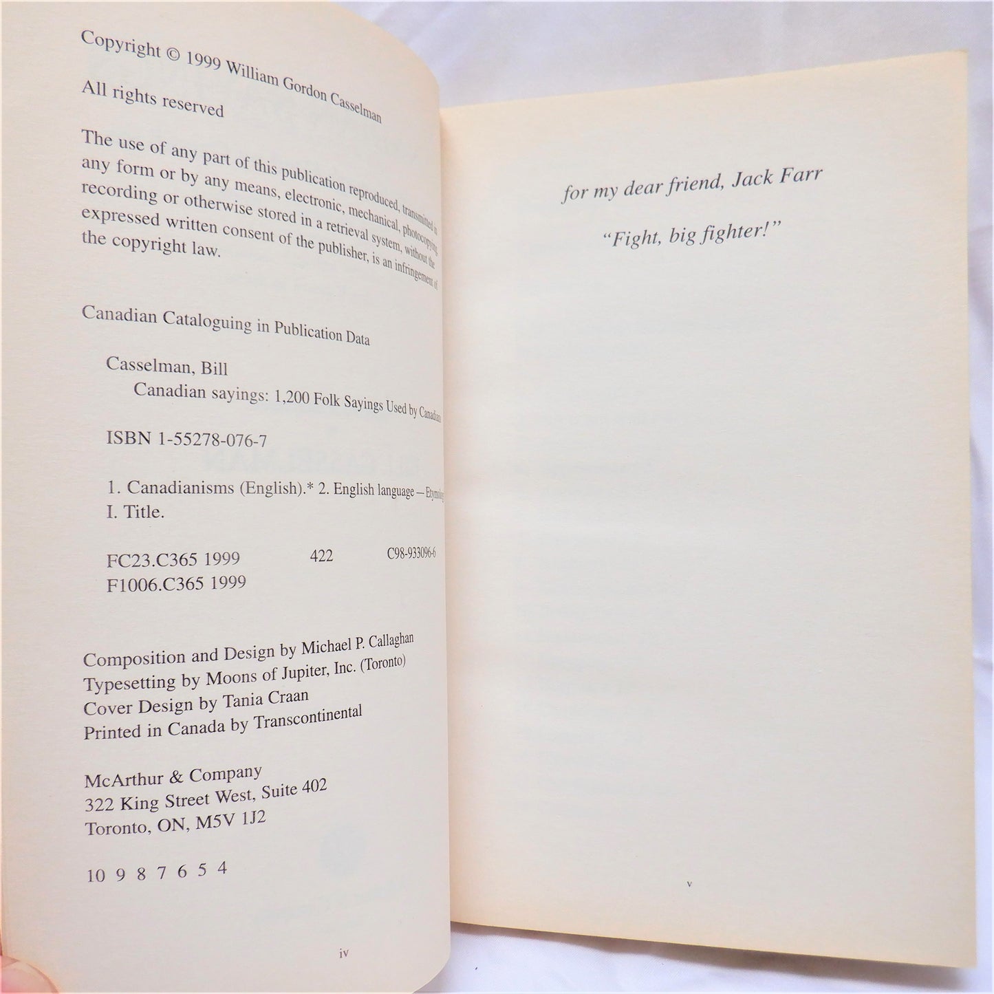 CANADIAN SAYINGS, '1200 Folk Sayings' by Bill Casselman (1999 1st Ed.)