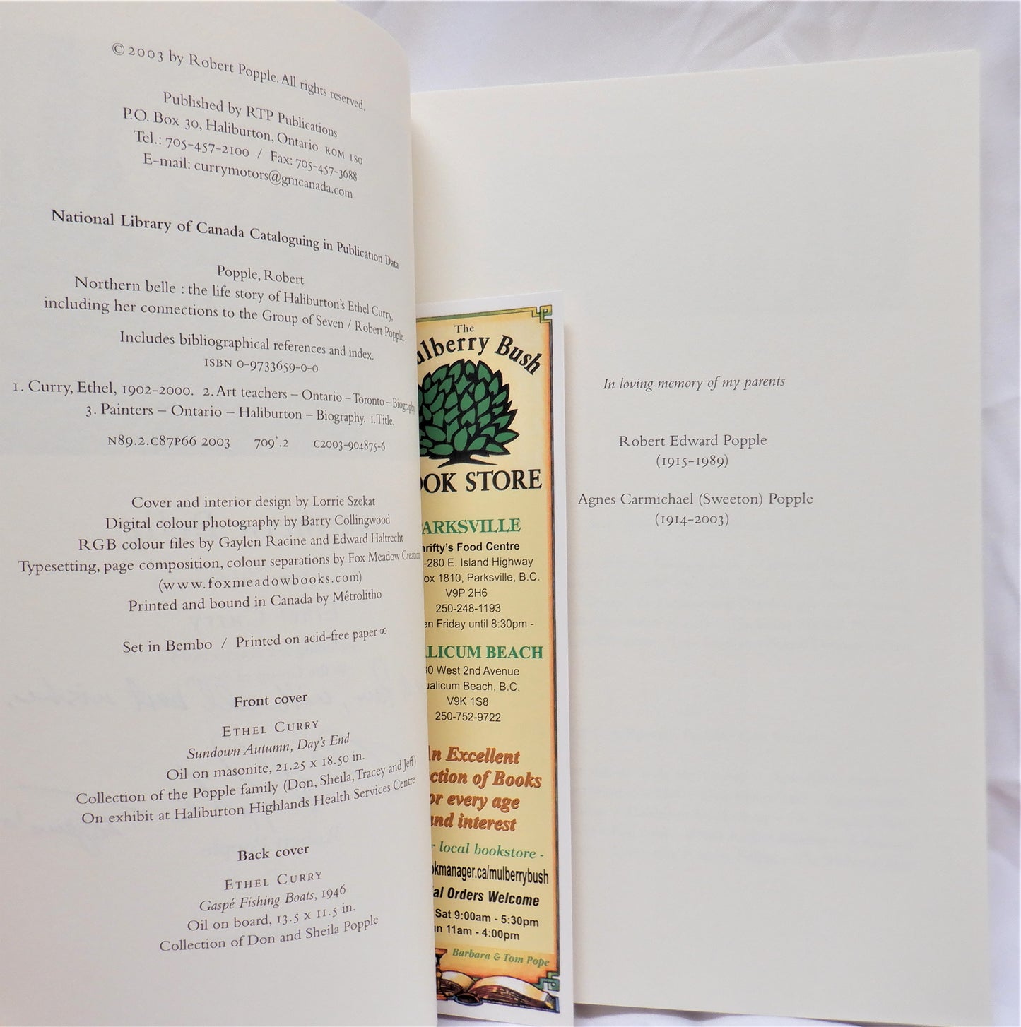 NORTHERN BELLE, The Life Story of Haliburton's ETHEL CURRY, by Robert Popple (1st Ed. SIGNED)